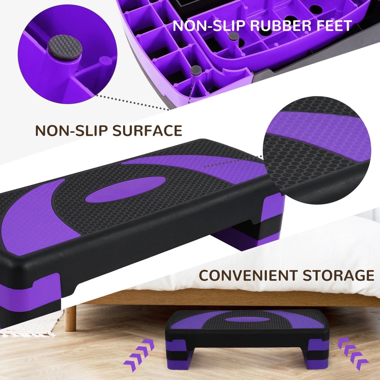 BalanceFrom Fitness Adjustable Workout Aerobic Step Platform Trainer w/Raisers