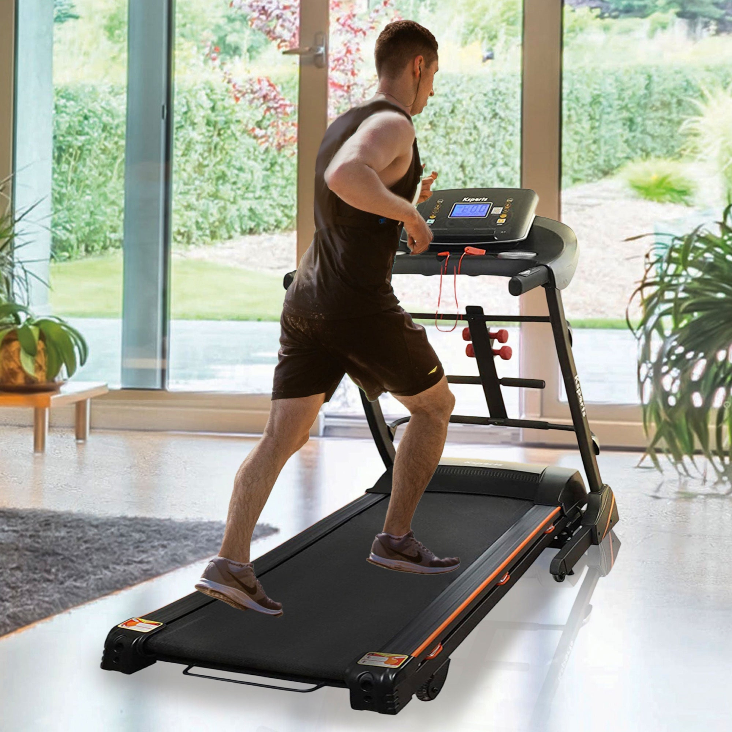 Tapis roulant pliable large 16,5 po de Ksports avec Bluetooth et application de suivi de la mise en forme
