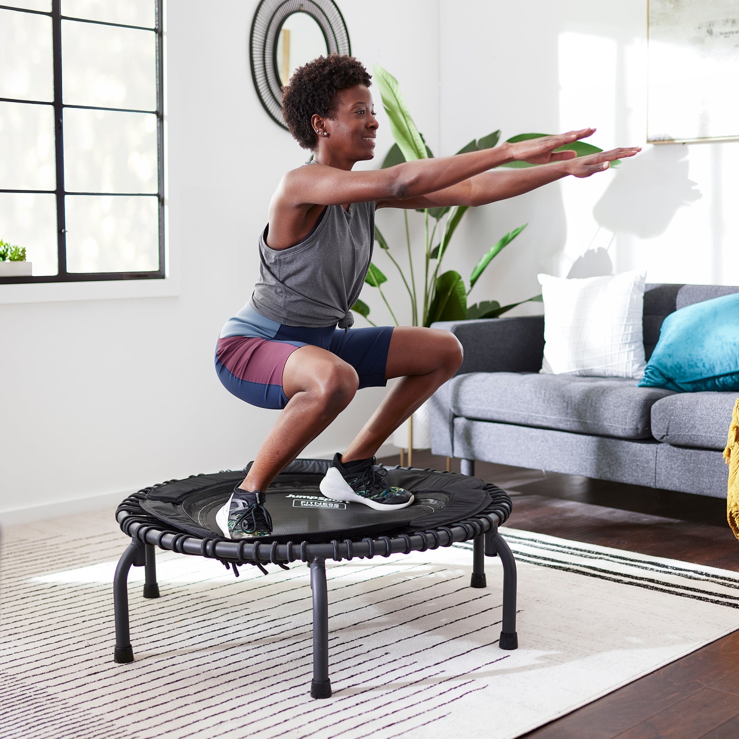 JumpSport – trampoline d’intérieur robuste et léger de 39 po 370 PRO, noir