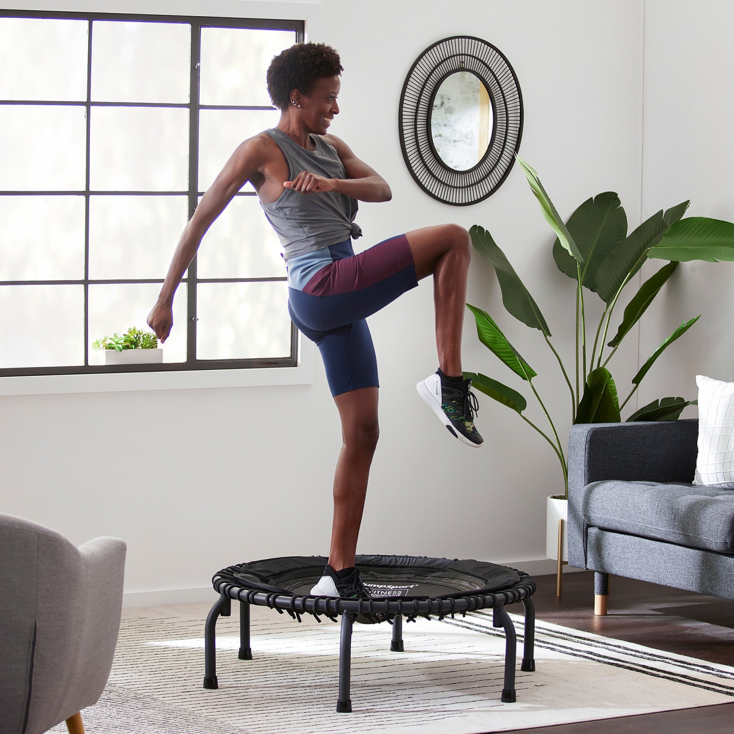 JumpSport – trampoline d’intérieur robuste et léger de 39 po 370 PRO, noir