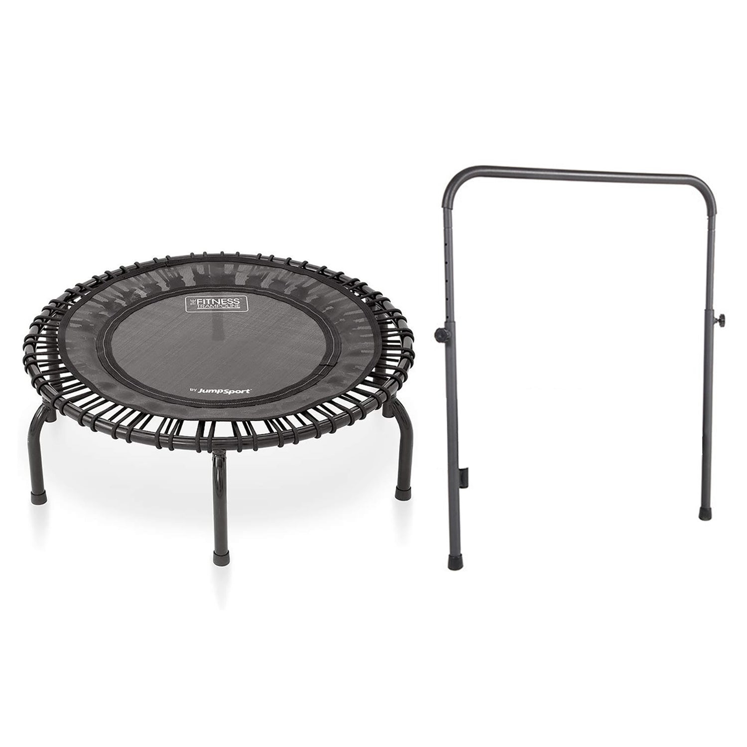 JumpSport – Mini trampoline avec guidon et minitrampoline Fitness Rebounder 220, noir