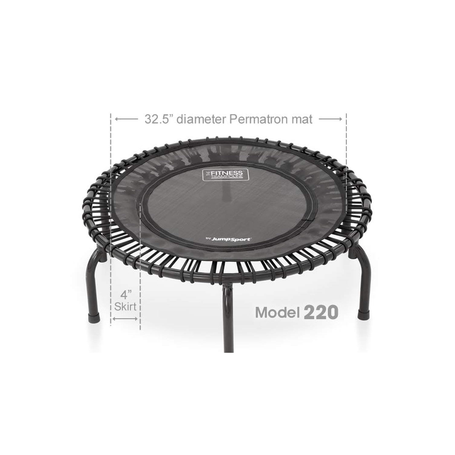 JumpSport – Mini trampoline avec guidon et minitrampoline Fitness Rebounder 220, noir