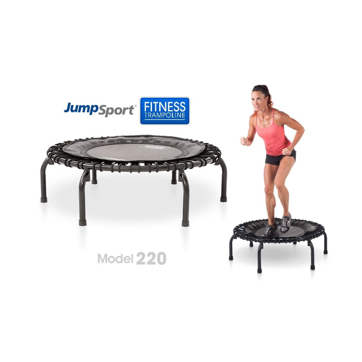 JumpSport – Mini trampoline avec guidon et minitrampoline Fitness Rebounder 220, noir