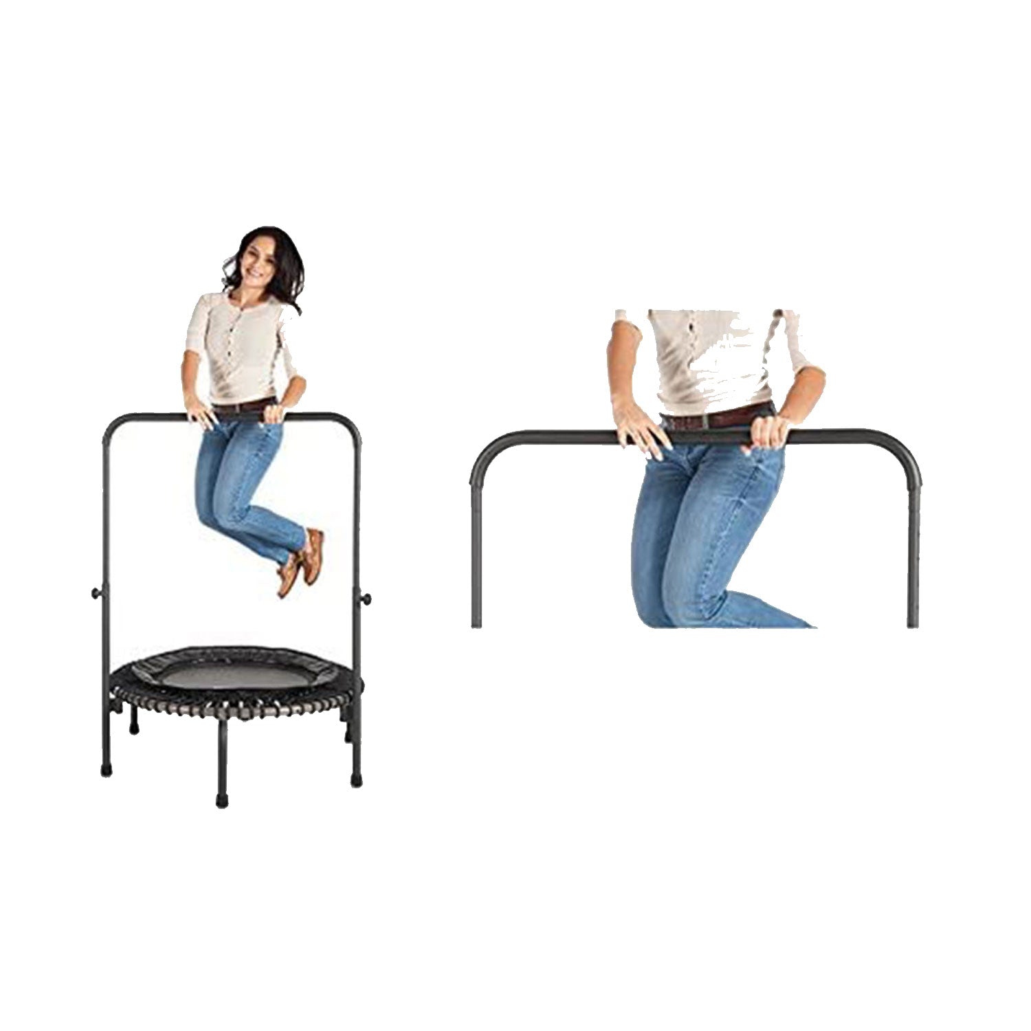 JumpSport – Mini trampoline avec guidon et minitrampoline Fitness Rebounder 220, noir