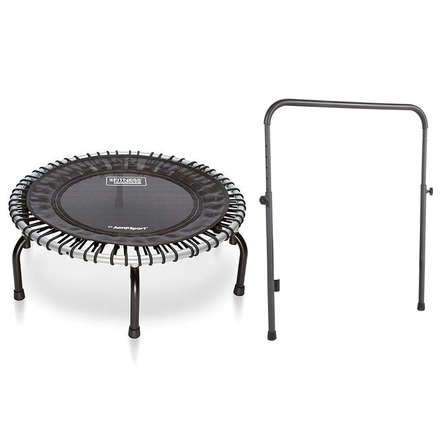 JumpSport – Mini trampoline d’intérieur de 39 po avec barre de poignées, noir, 350 cm