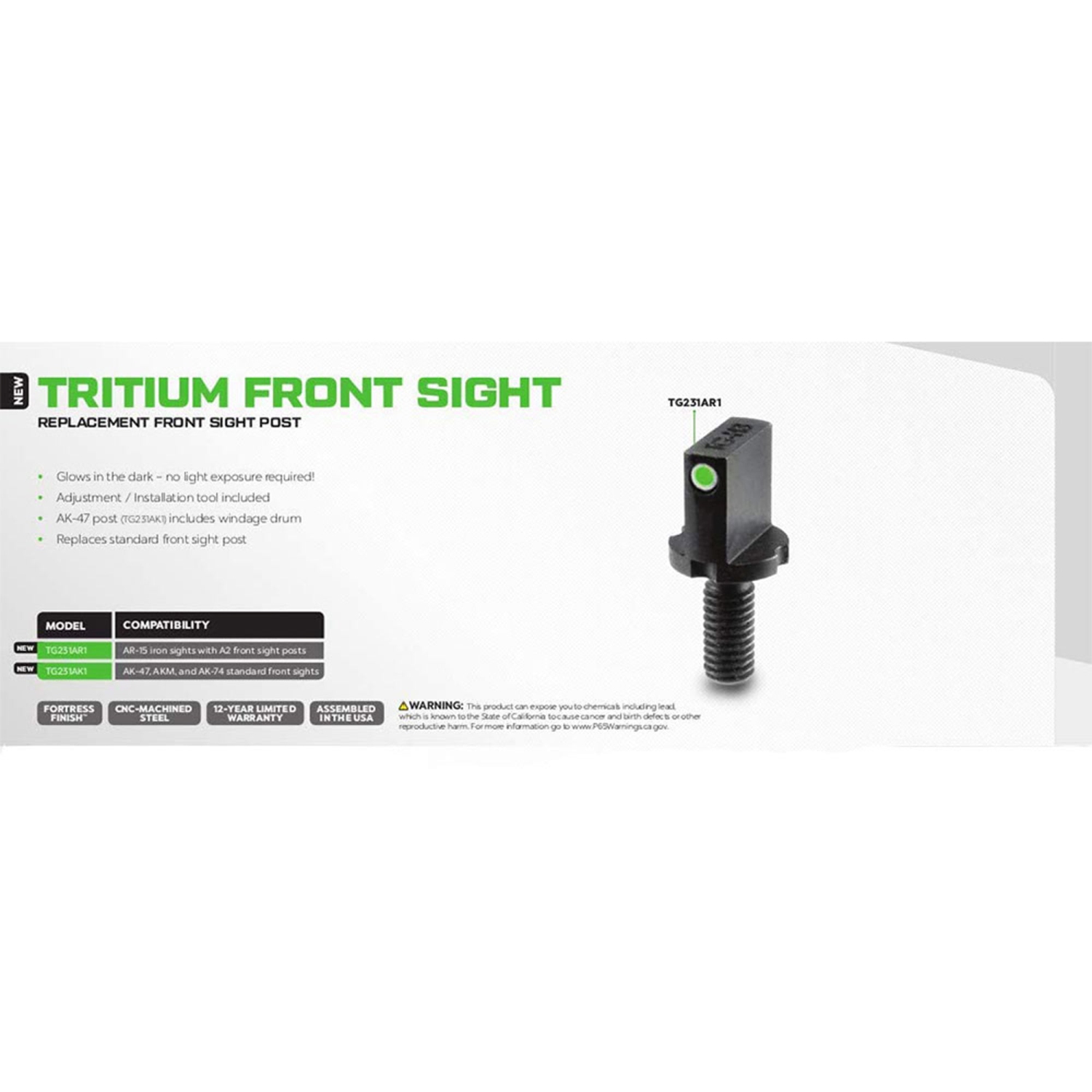 TruGlo Tritium Glow in the Dark Front Sight Post with Adjustment Tool