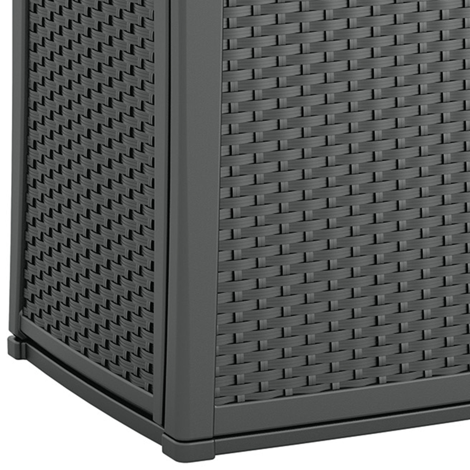 Suncast Lockable Outdoor Cabinet Deck Storage Box w/ Adjustable Shelf, Cool Gray