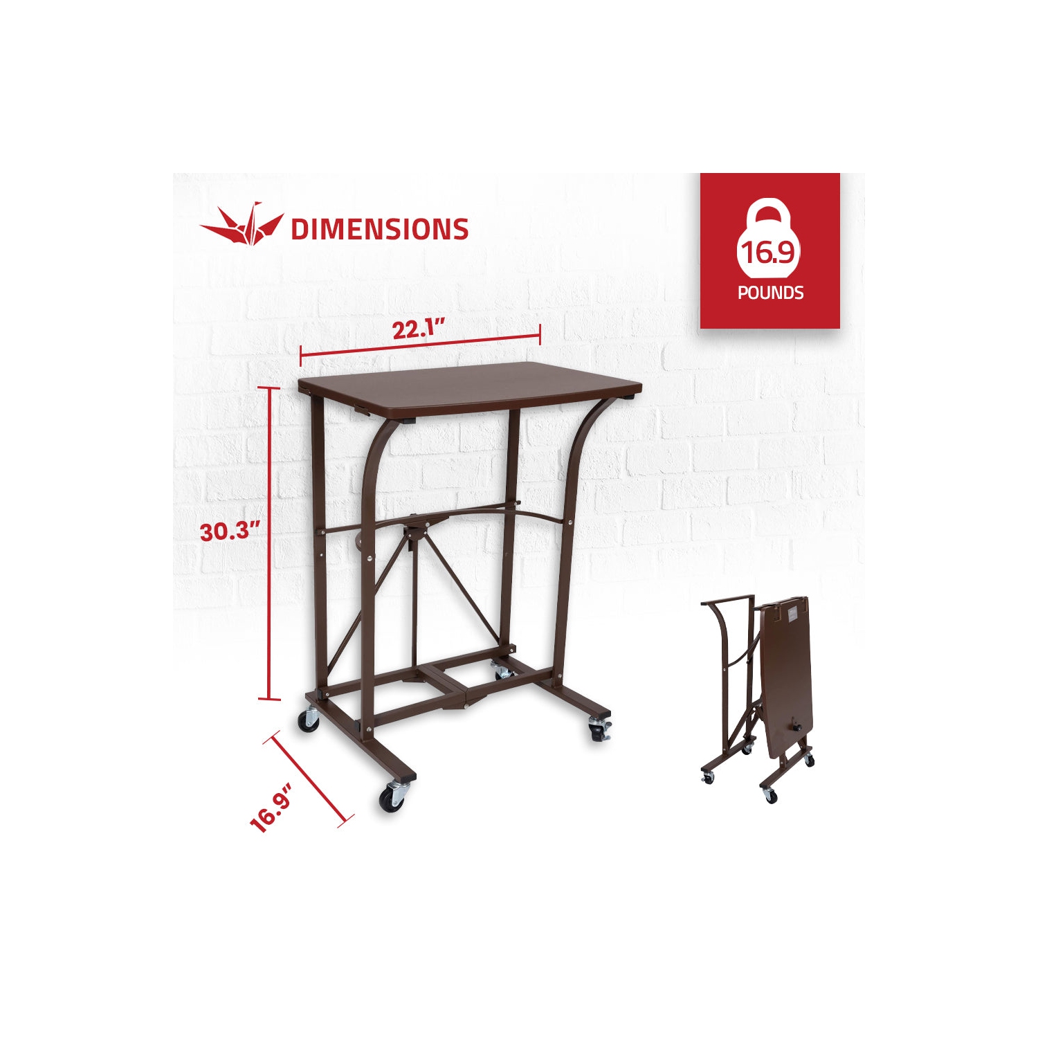 Origami Folding Computer Desk for Office, Students, and Gaming, Vintage Bronze