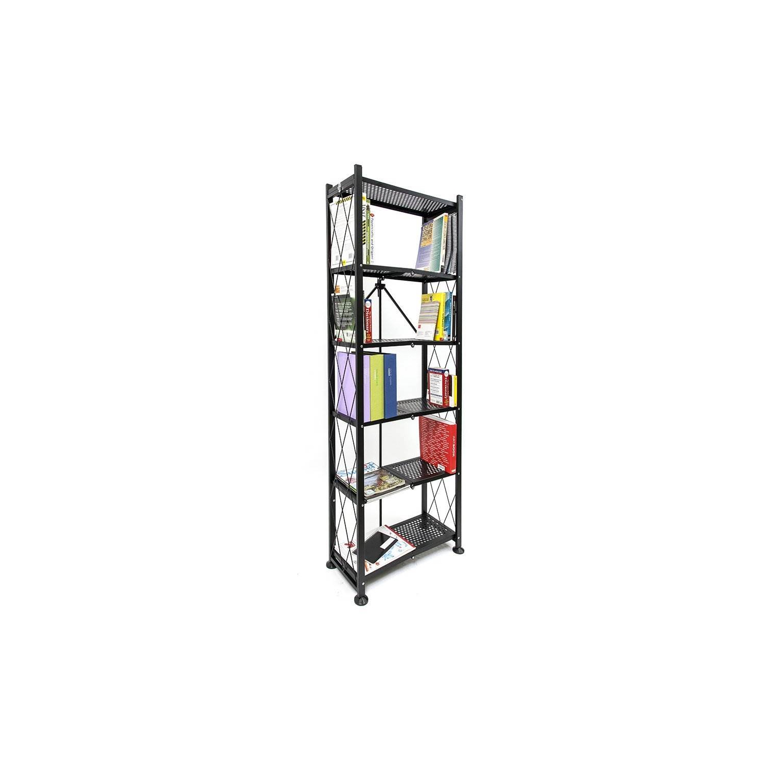 Origami 6 Shelf Bookcase Open Organizer Freestanding Living Room Shelves, Black
