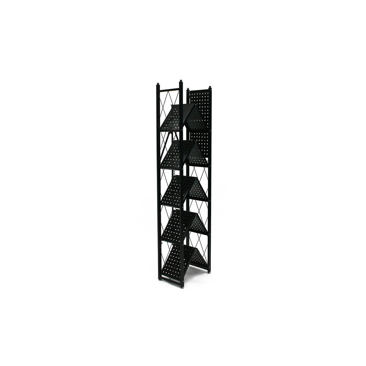 Origami 6 Shelf Bookcase Open Organizer Freestanding Living Room Shelves, Black