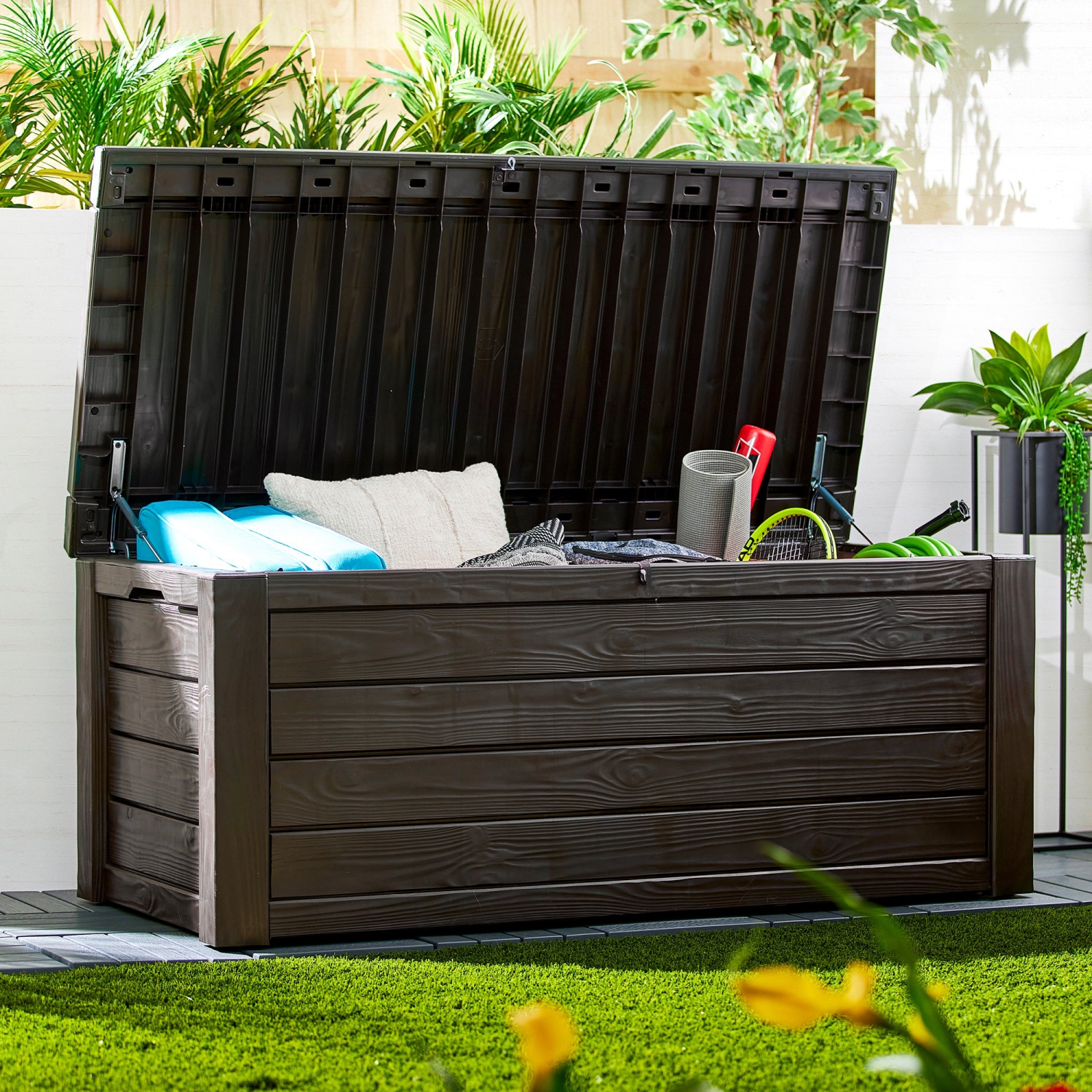 Keter – coffre de rangement en plastique pour mobilier d’extérieur Westwood, 150 gallons, espresso