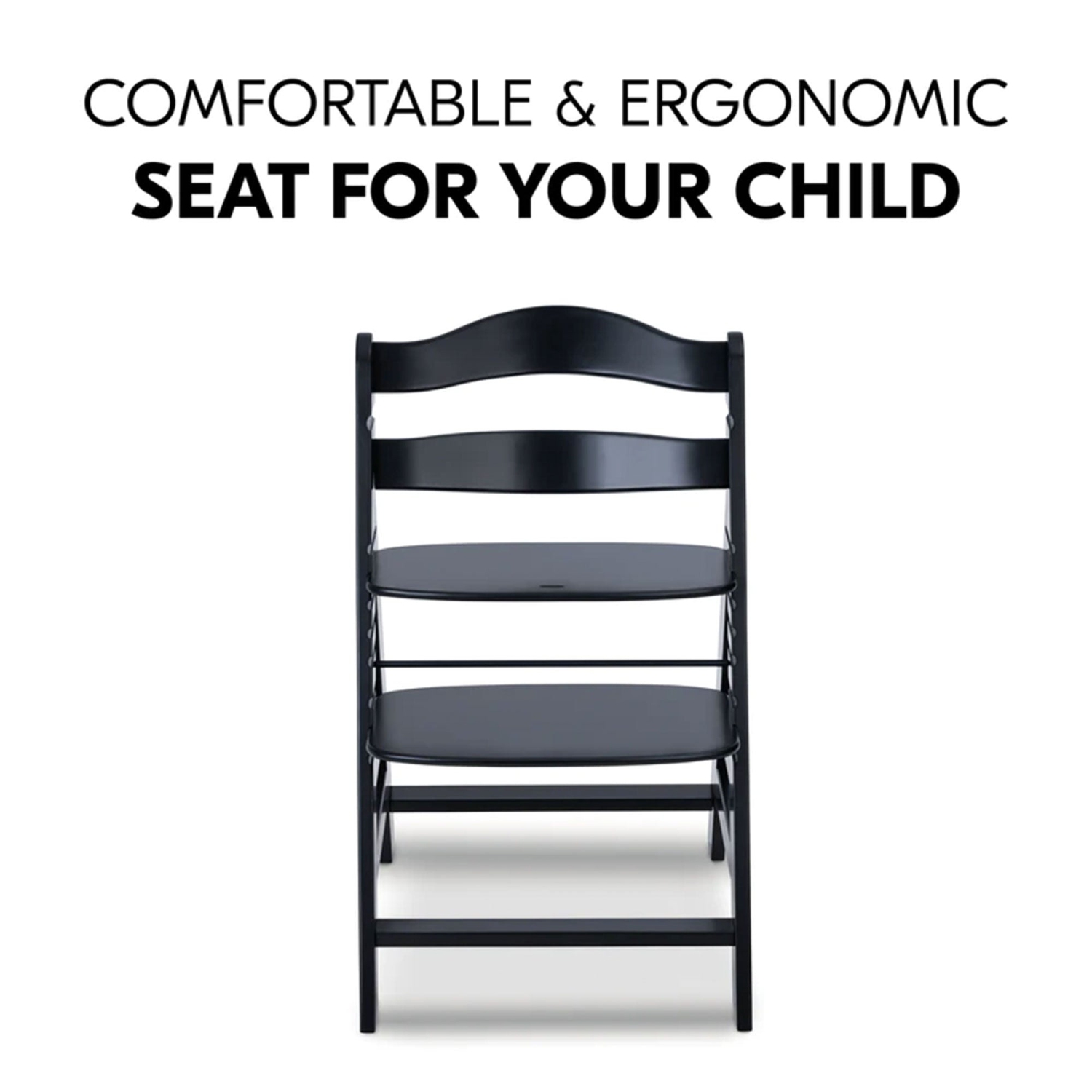 Chaise haute réglable en bois de croissance Alpha+ Grow Along de Huck, bois de hêtre, fini noir