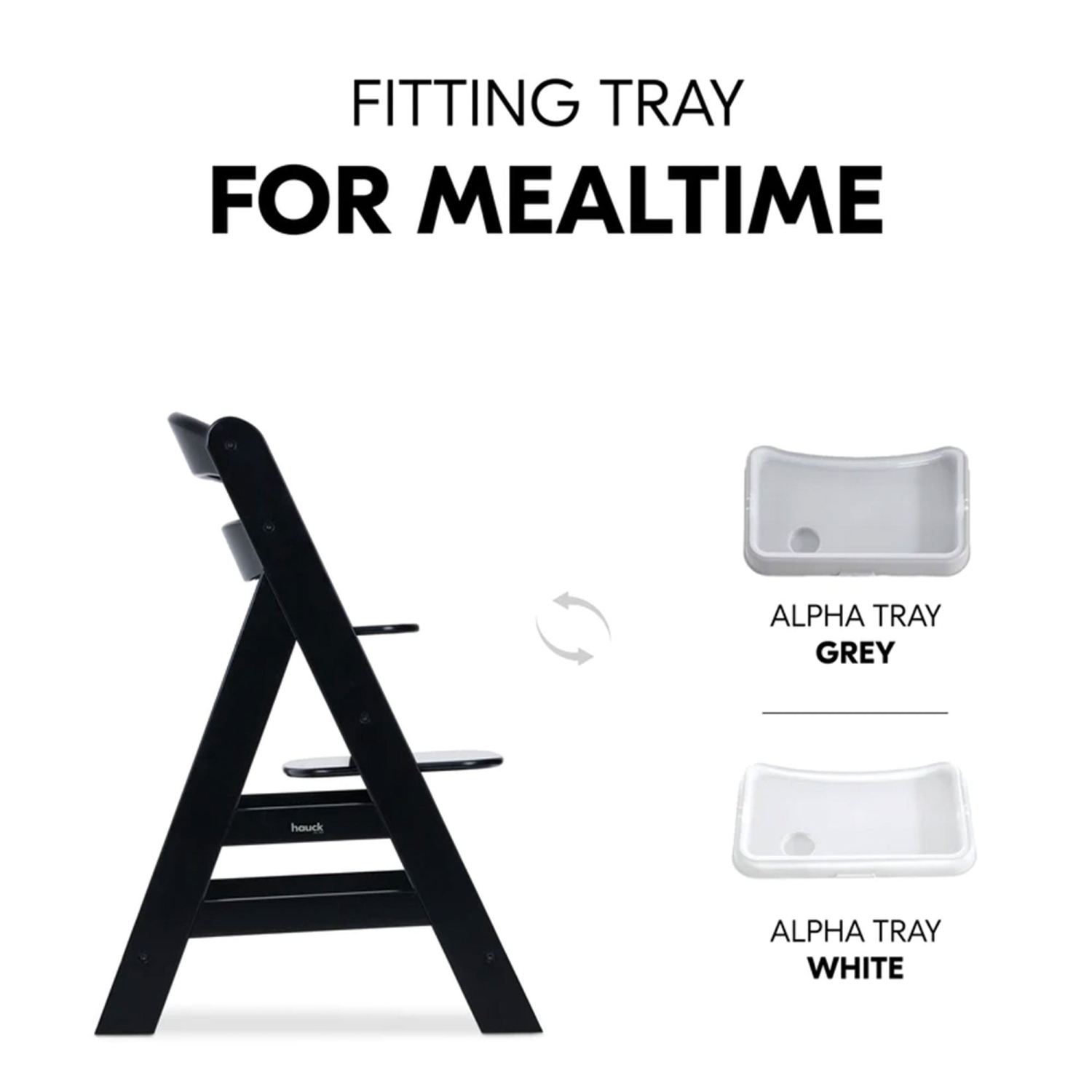 Chaise haute réglable en bois de croissance Alpha+ Grow Along de Huck, bois de hêtre, fini noir