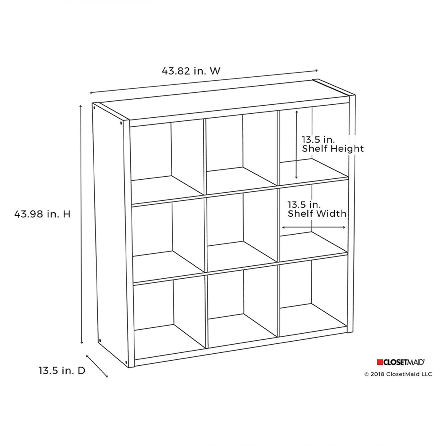 ClosetMaid – Bibliothèque décorative à 9 cubes avec dossier ouvert, gris graphite