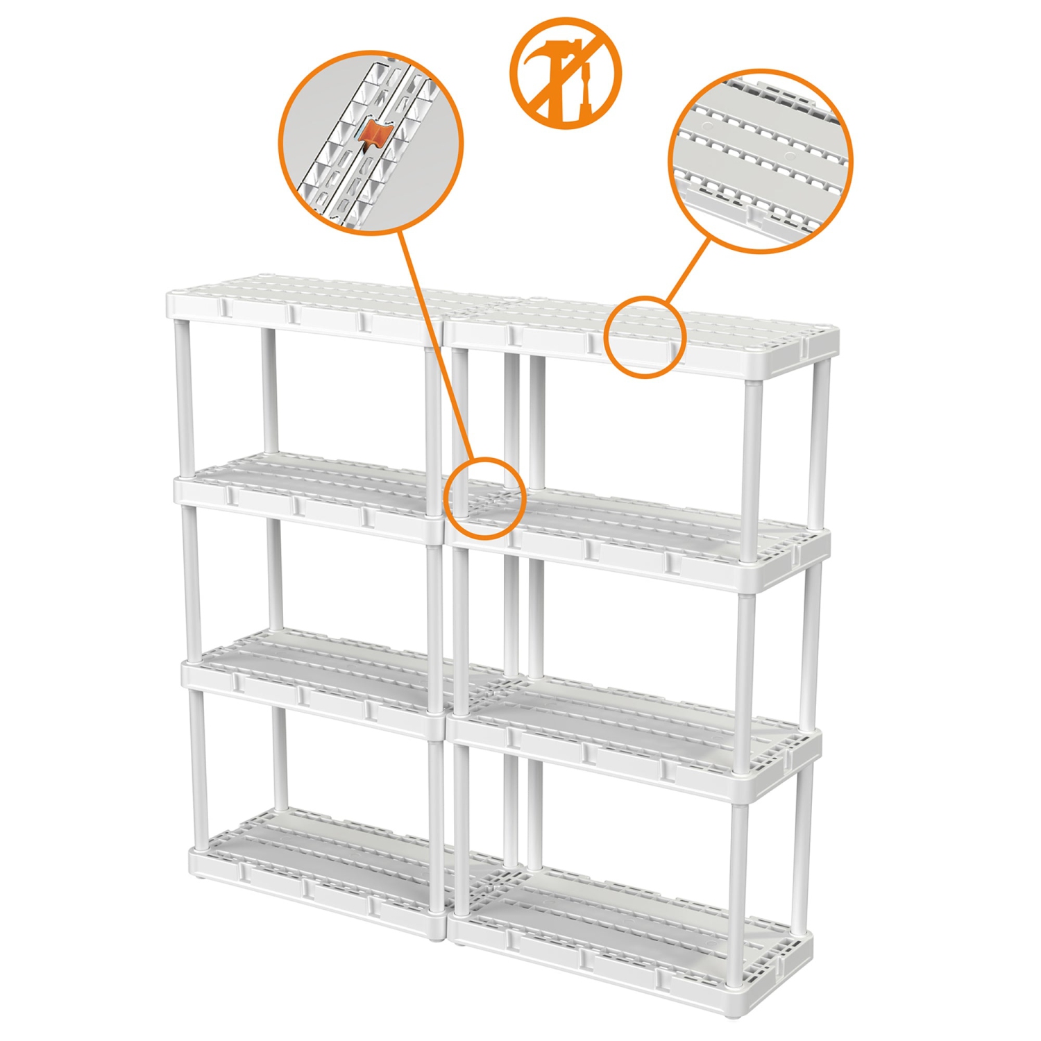 Gracious Living – unité de rangement ventilée à 4 tablettes, blanc