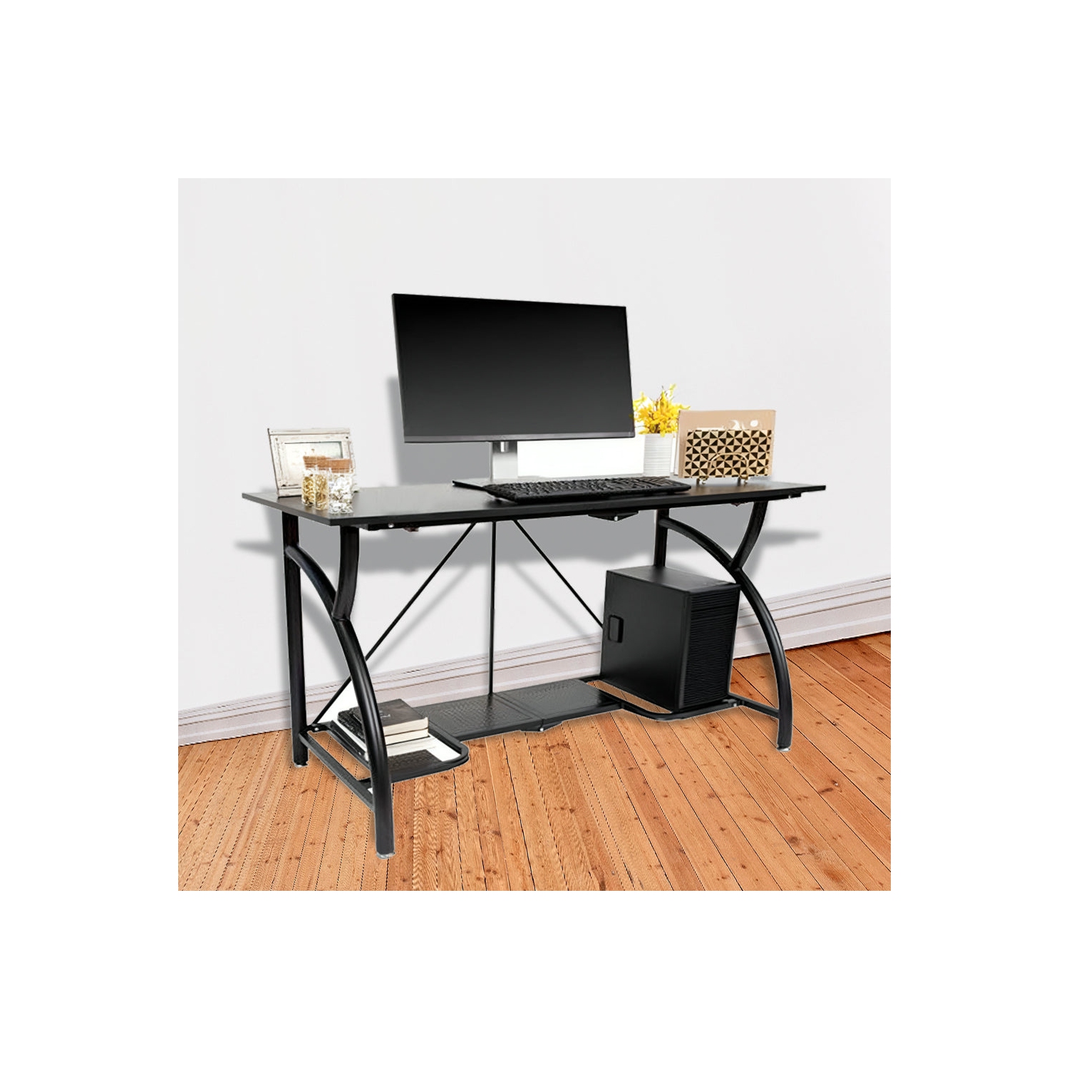 Origami – Bureau d’ordinateur de bureau pliant tout usage en bois, noir