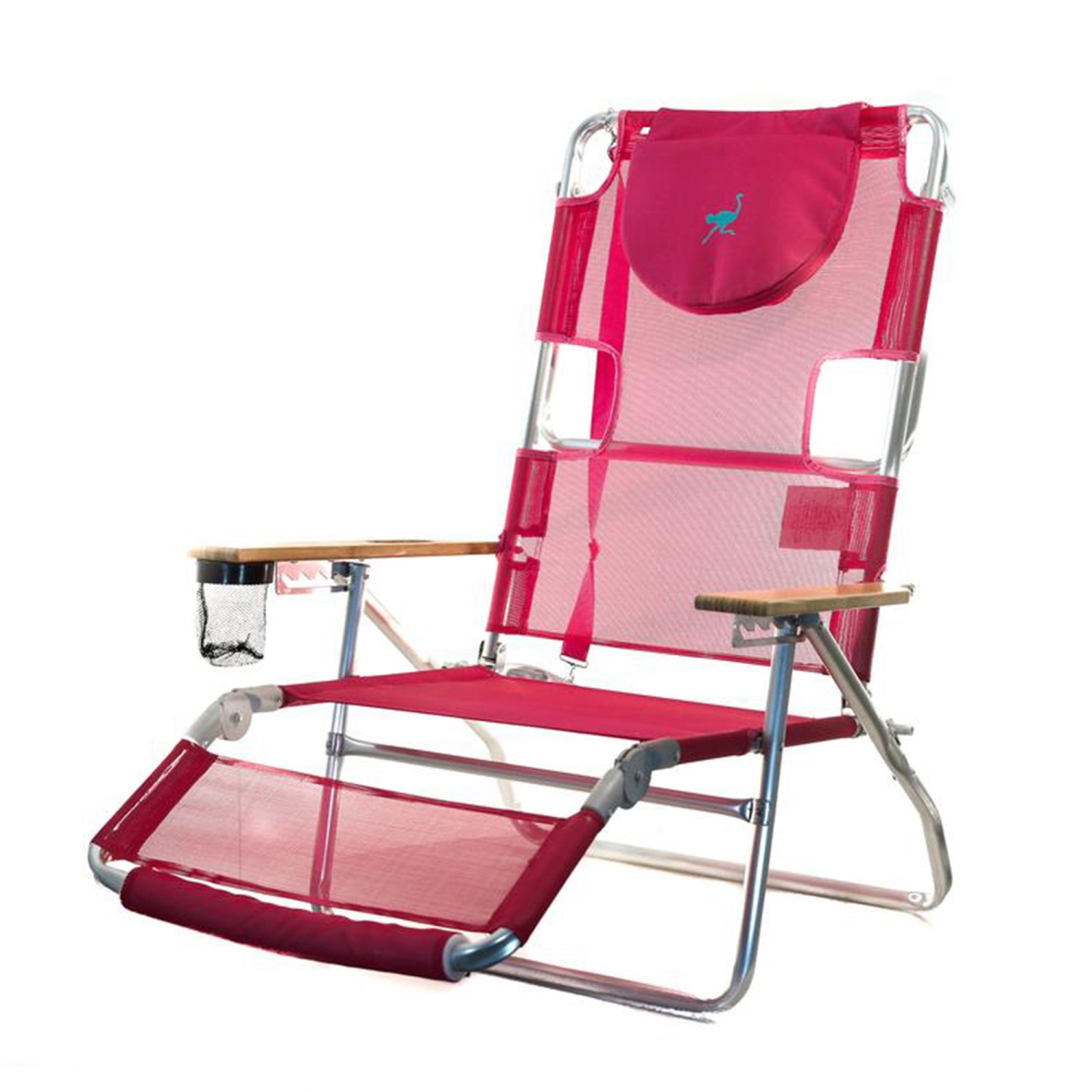 Ostrich Altitude 3 in 1 16 Inch Tall Lounge Reclining Beach Chair, Pink
