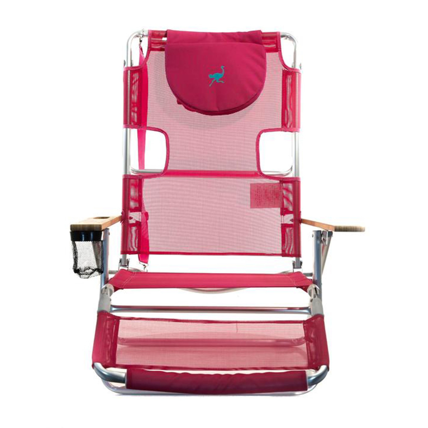 Ostrich Altitude 3 in 1 16 Inch Tall Lounge Reclining Beach Chair, Pink