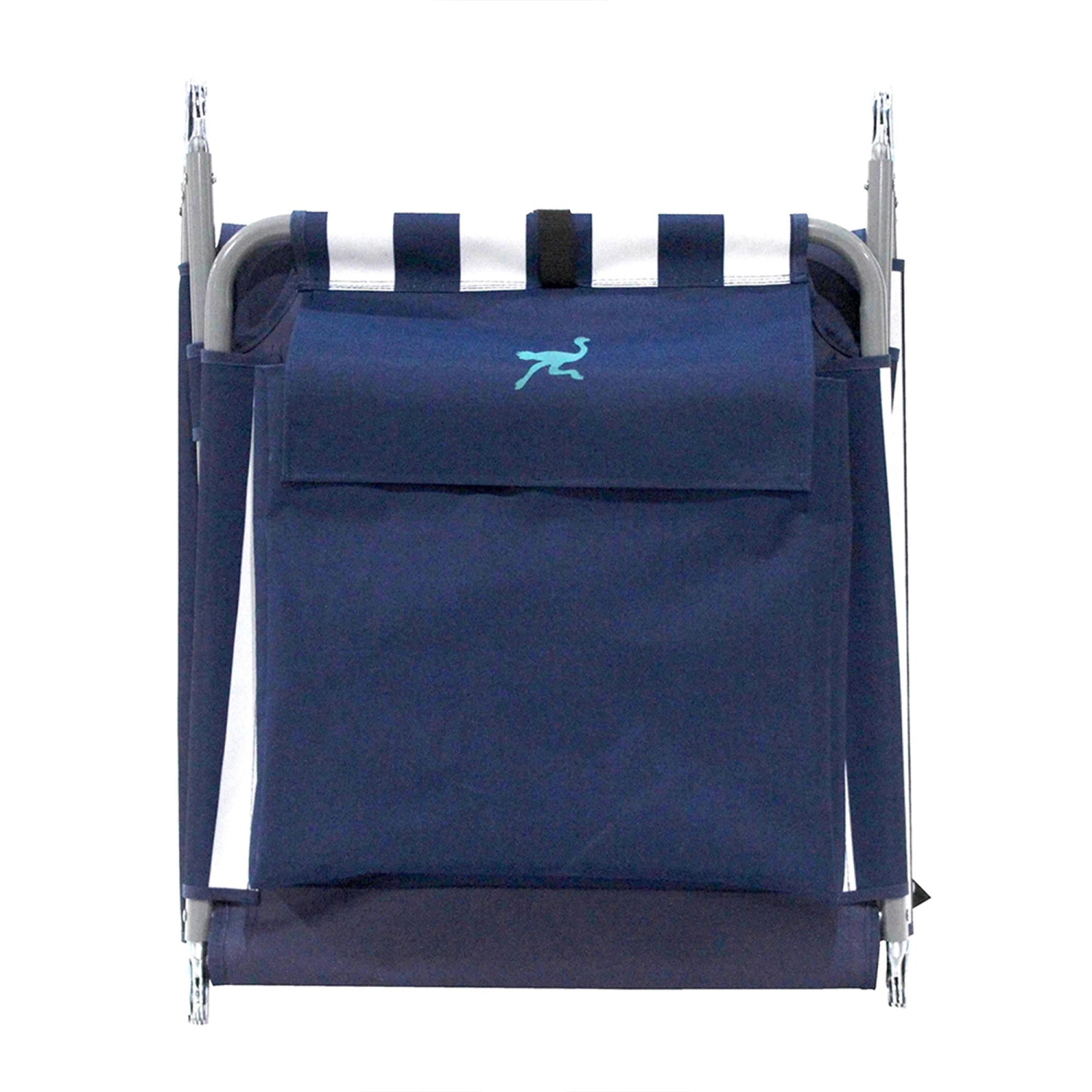 Ostrich Backpack Chaise Folding Lounge Chair w/Storage Bag, Navy Stripe