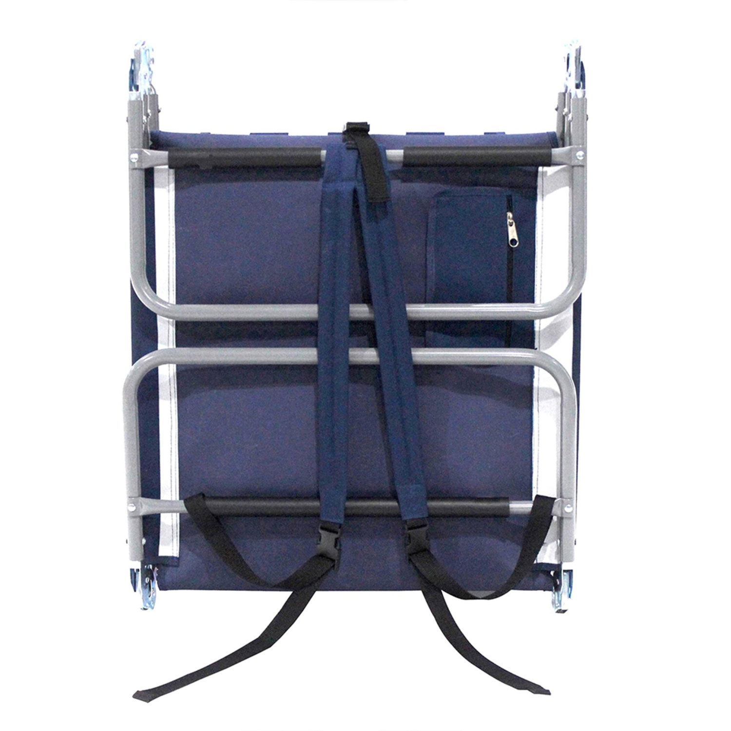 Ostrich Backpack Chaise Folding Lounge Chair w/Storage Bag, Navy Stripe