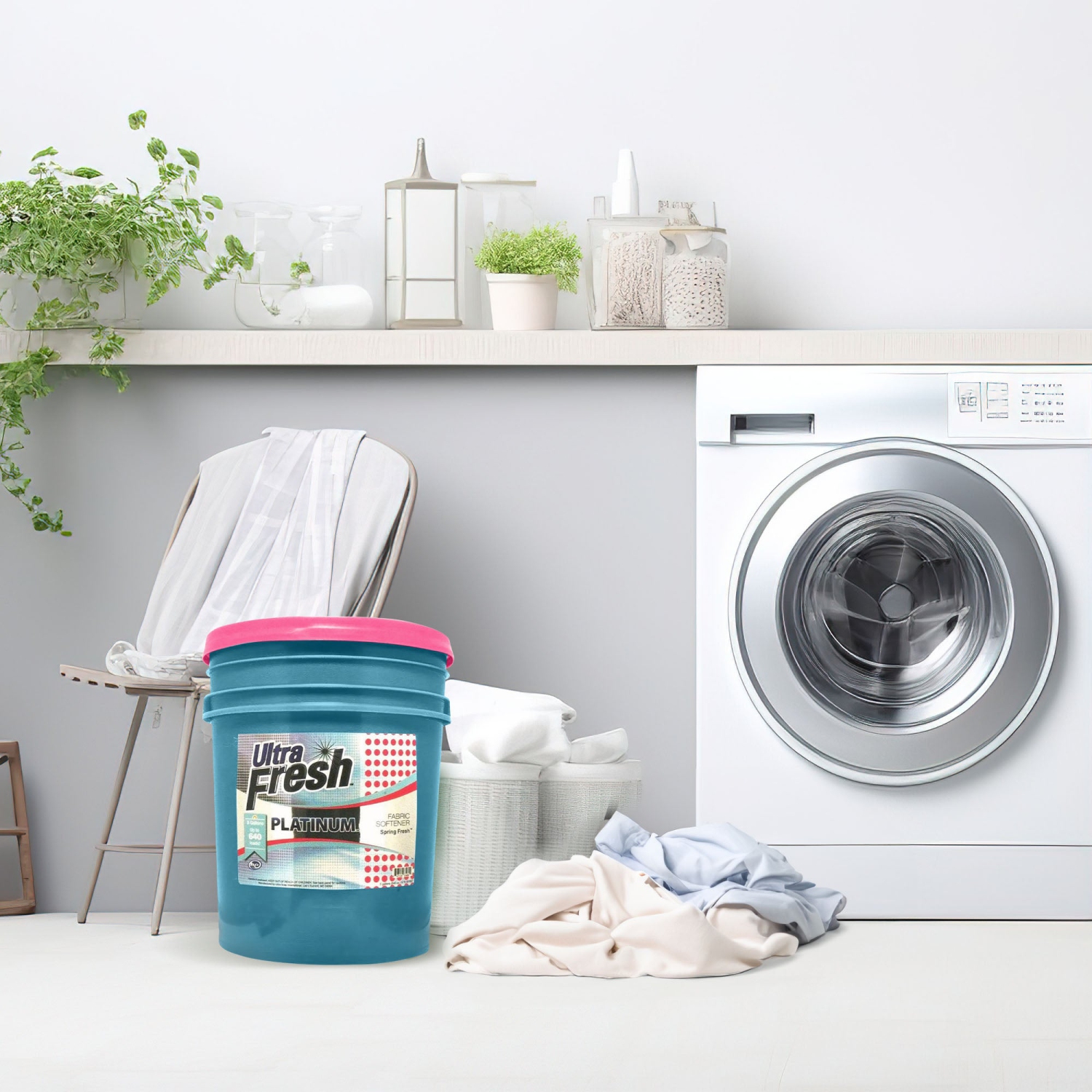 Assouplissant textile fraîcheur printanière Ultra Fresh Platinum, 5 gal, jusqu'à 640 brassées avec pompe