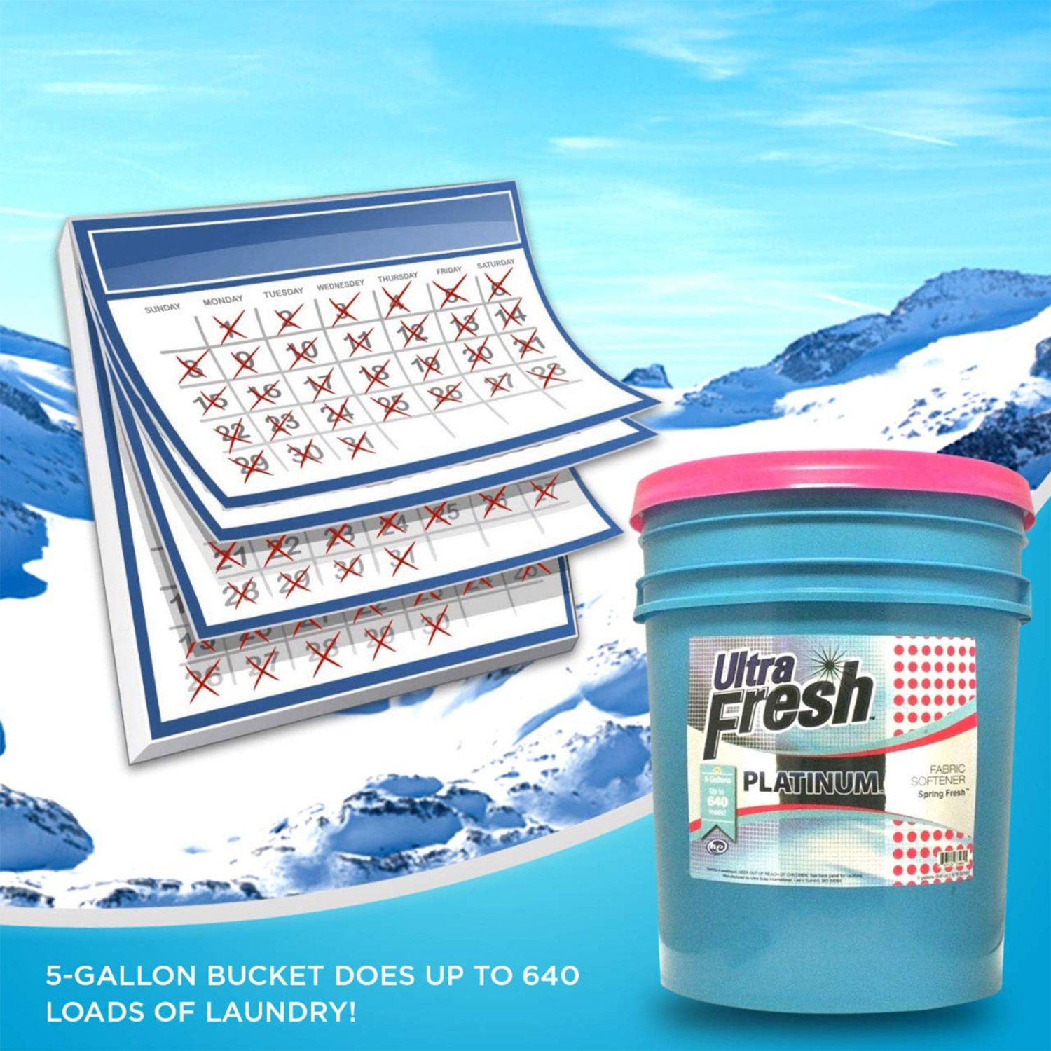 Assouplissant textile fraîcheur printanière Ultra Fresh Platinum, 5 gal, jusqu'à 640 brassées avec pompe