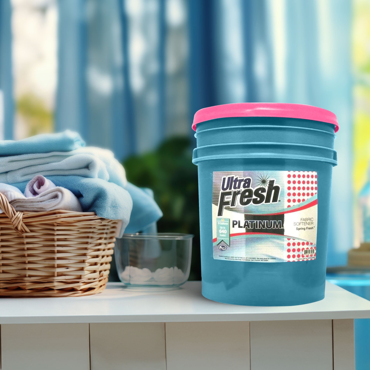 Assouplissant textile fraîcheur printanière Ultra Fresh Platinum, 5 gal, jusqu'à 640 brassées avec pompe