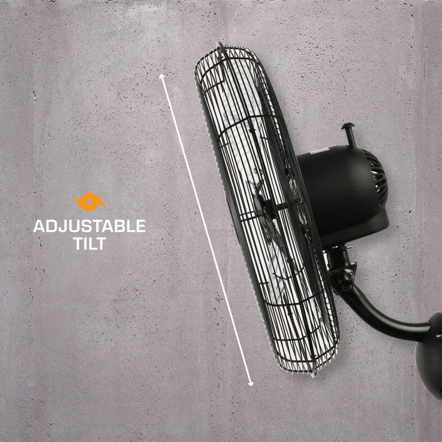 Ventilateur hydroponique robuste à montage mural en métal Hurricane de 20 po, série Pro, noir