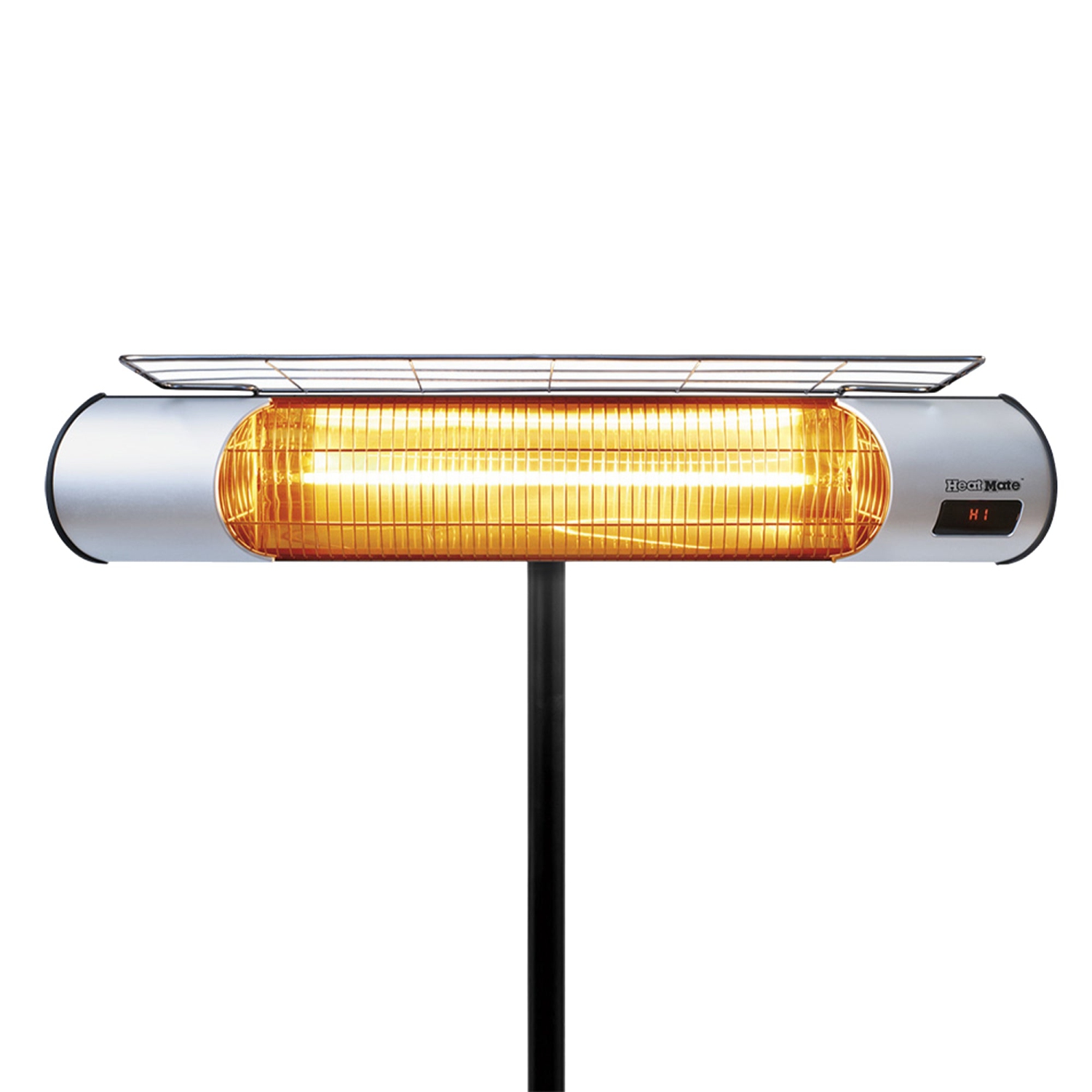 Sengoku – radiateur de patio en graphite résistant aux intempéries HeatMate avec support et télécommande, argenté