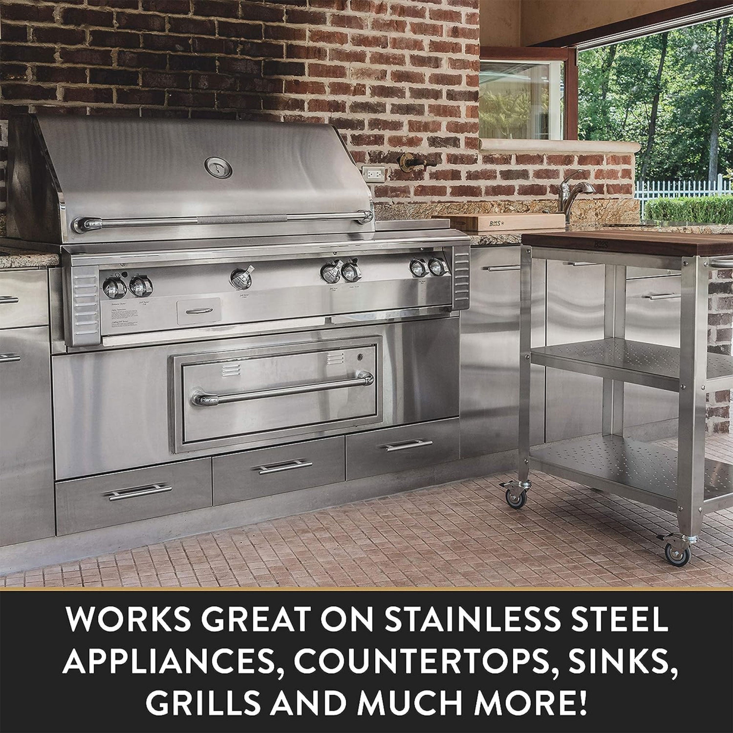 Nettoyant et poli pour surface en acier inoxydable John Boos All Natural, bouteille de 8 oz