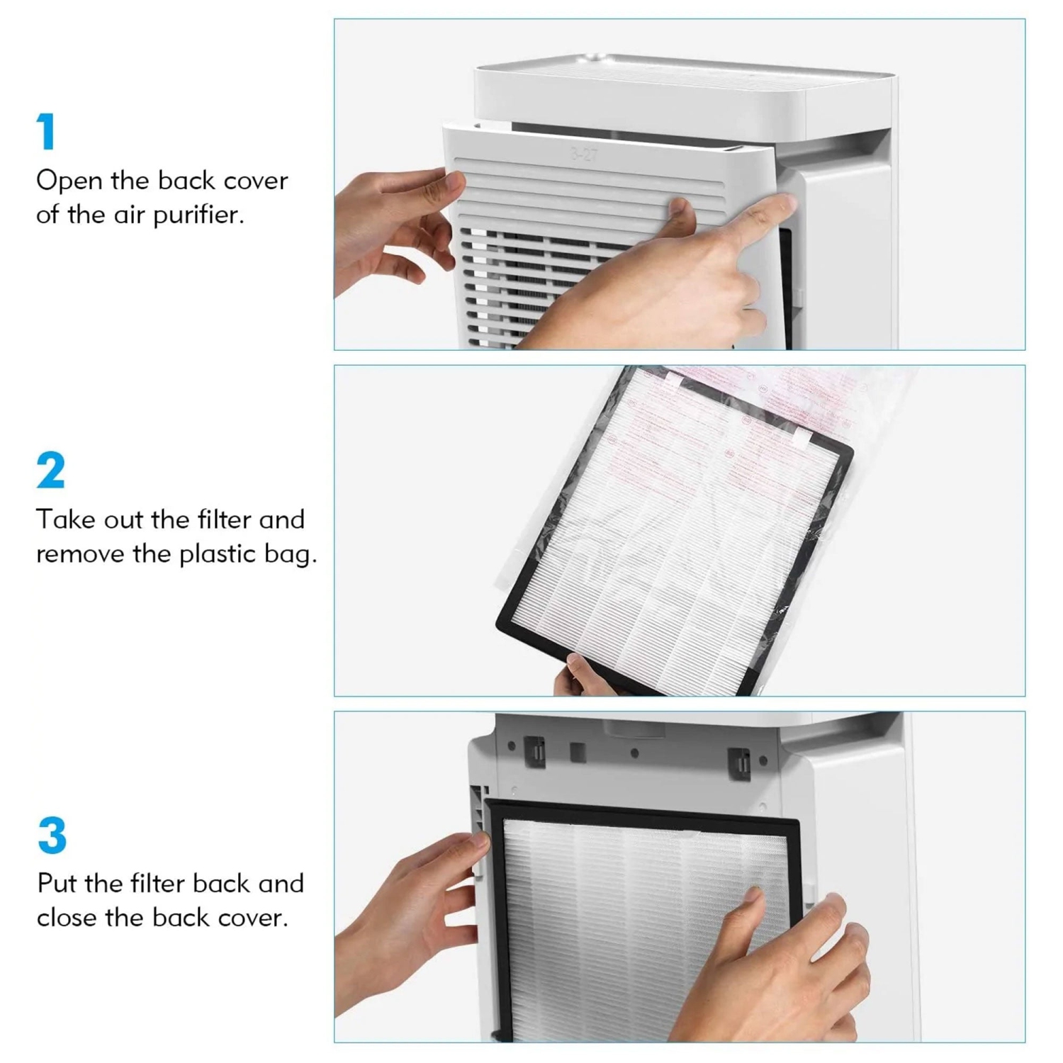 Mooka KJ203F-142 Home Air Purifier for Large Rooms with True HEPA Air Filter