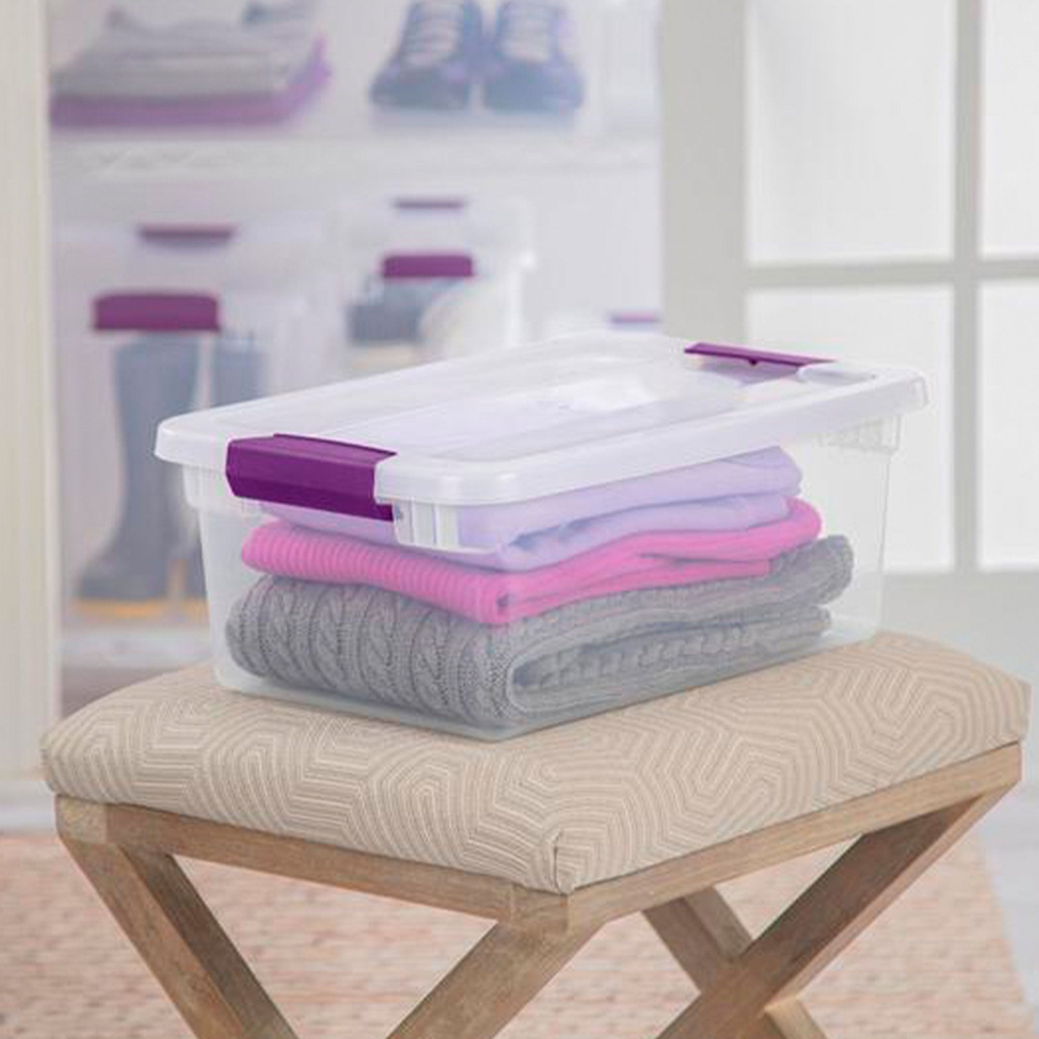 Sterilite 15 Qt. Plastic Stackable Storage Container with Lid, Clear