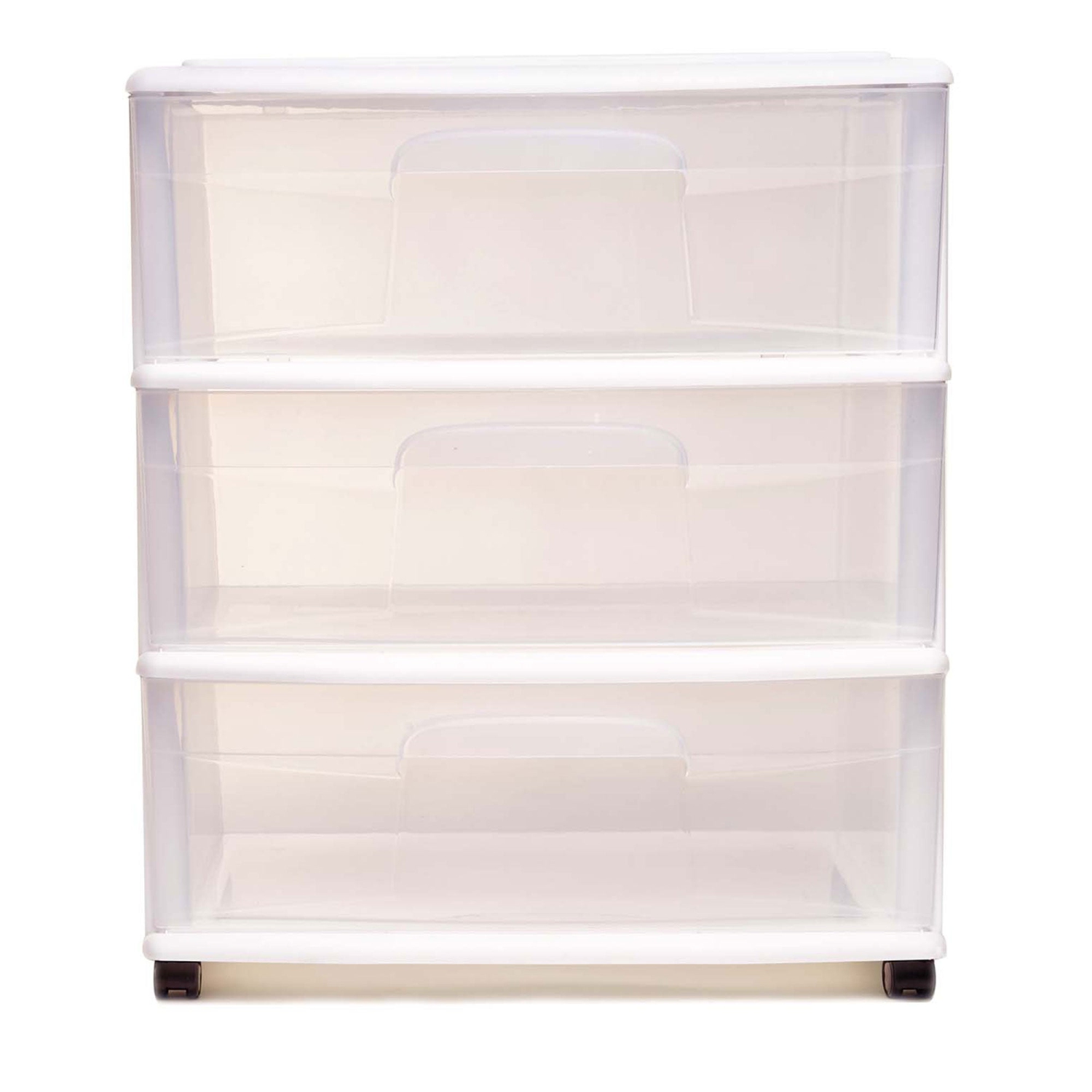 Homz – petite étagère de rangement à roulettes en plastique transparent à 3 tiroirs, blanc, paquet de 2