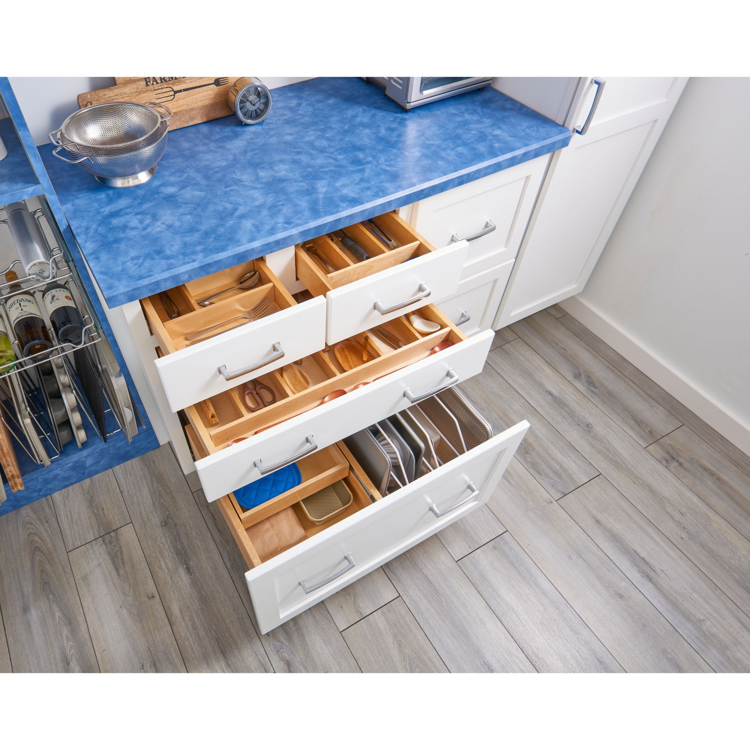 Rev-A-Shelf Trim-to-Fit Shallow Drawer Organizer, 33.13 x 22 In, 4WUT-36SH-1