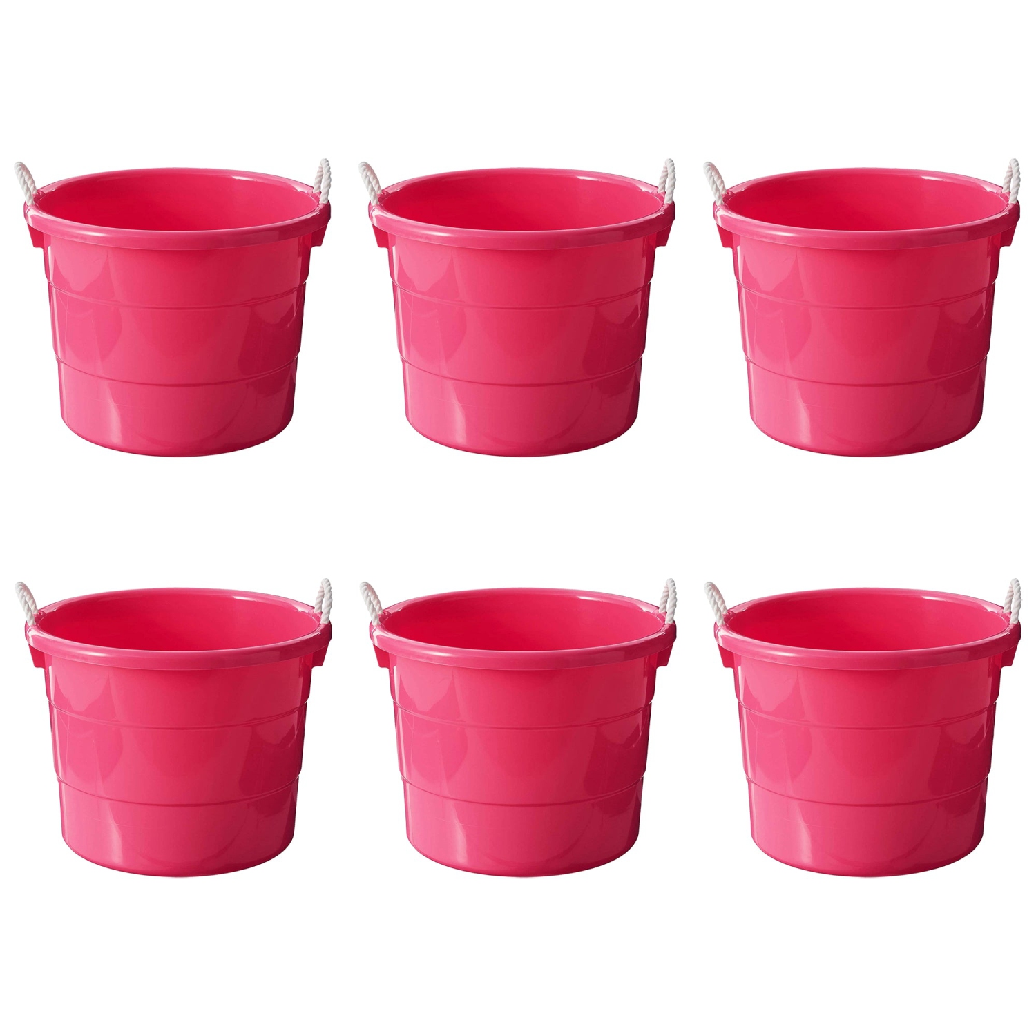 Homz Plastic 18 Gallon Utility Bucket Tub Container with Handles, Pink