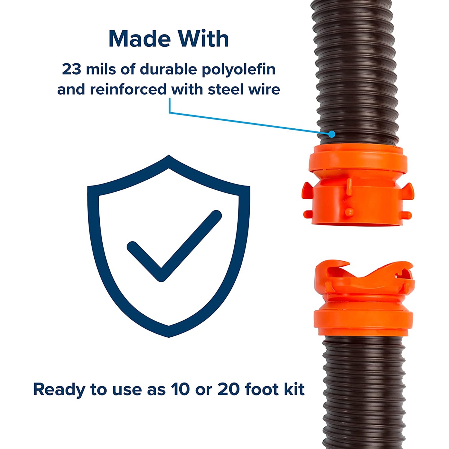 Ensemble de tuyau d'égout VR CAMCO RhinoFlex de 20 pi avec raccords à baïonnette préfixés