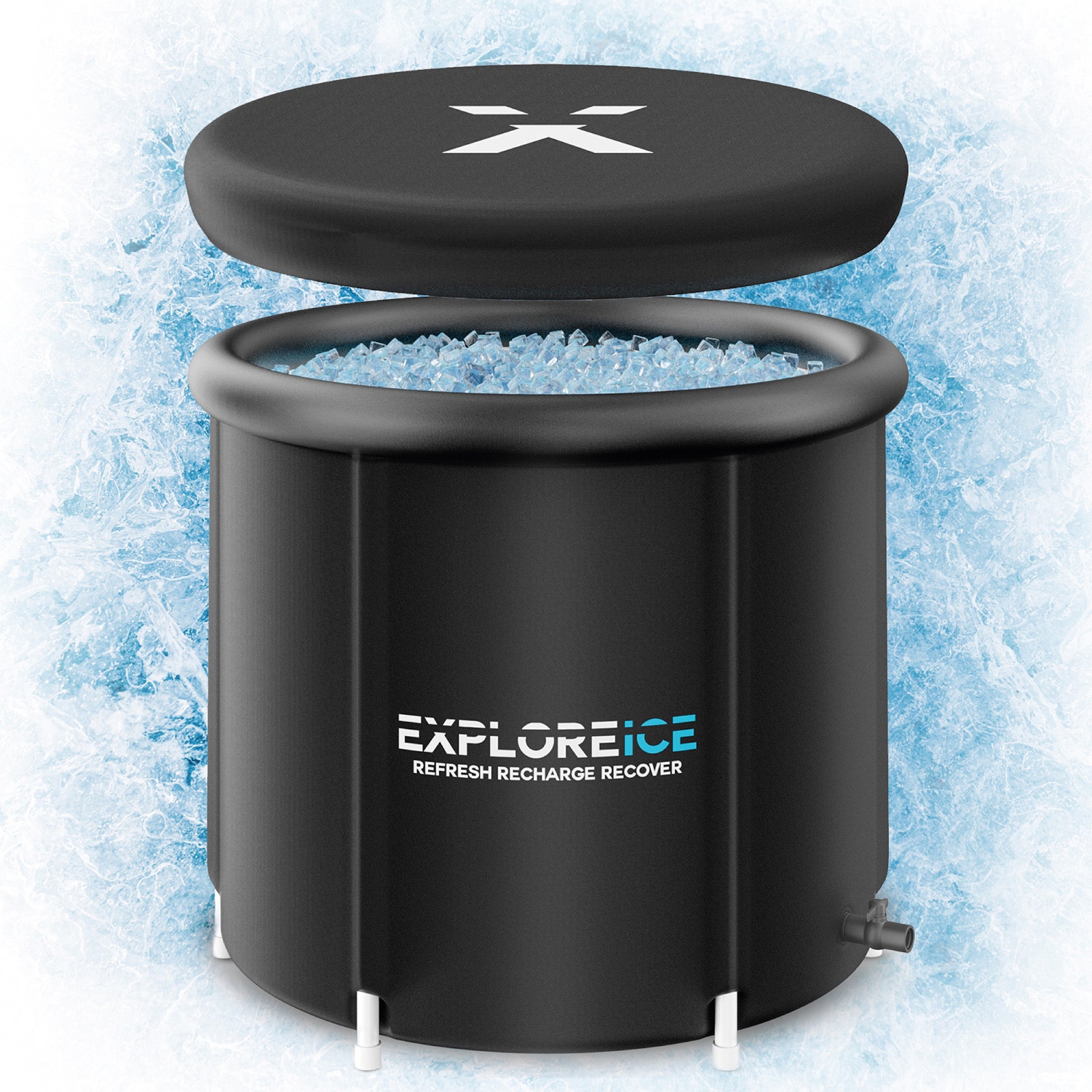 Explorez Ice Bath Pro Max – baignoire à remous extra large pour athlète en plein air, noir