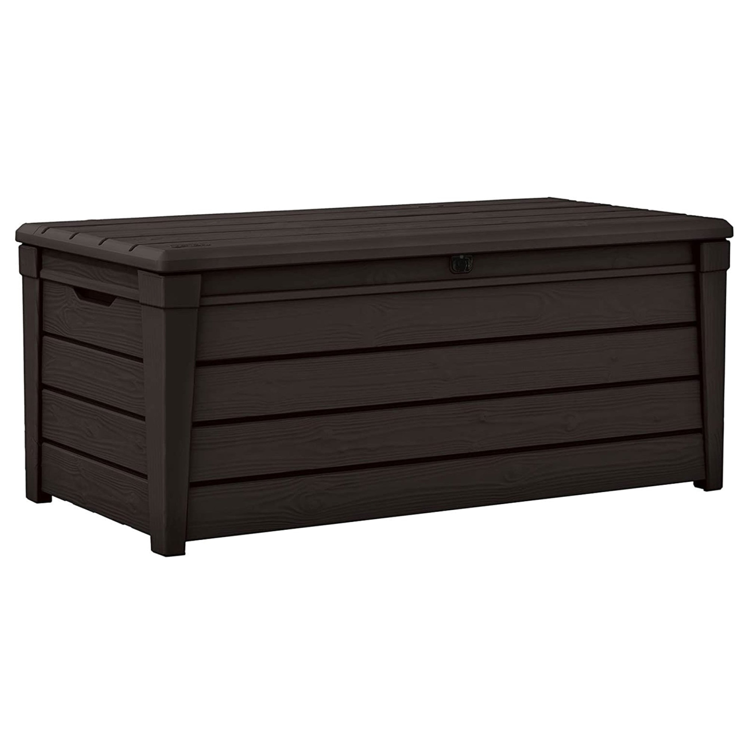Keter Brightwood Weatherproof Resin Patio Deck Storage Box Bench, Brown