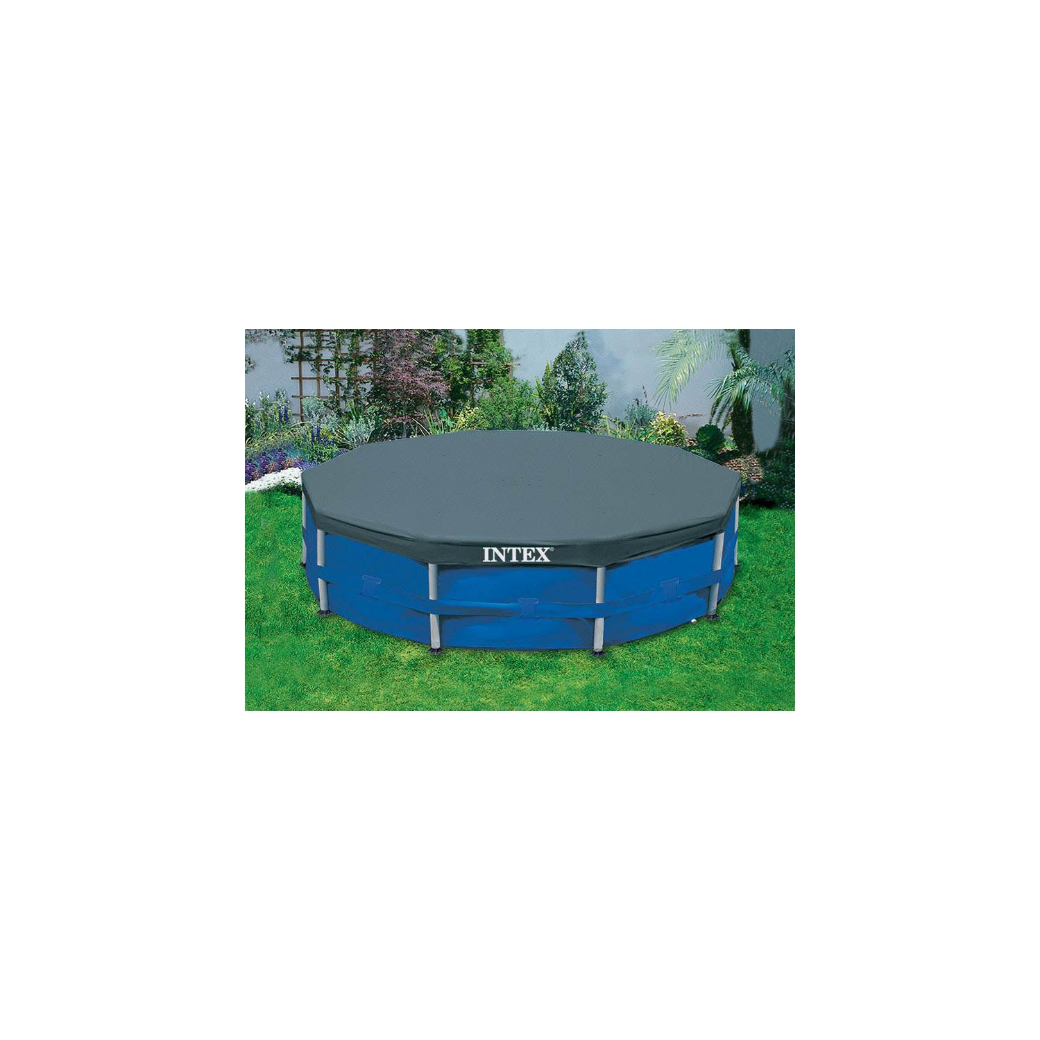 Intex 10ft x 10ft x 30in Pool w/ 10 Foot Round Pool Cover and Filter Cartridge