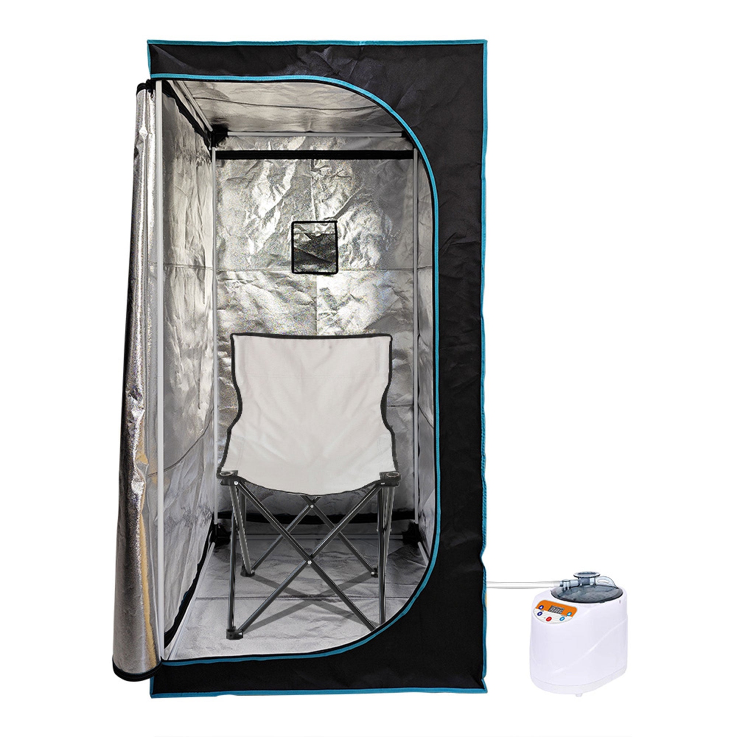 JOMEED 35 x 35 Inch Portable Zip Sauna with Chair for Home Relaxation, Black