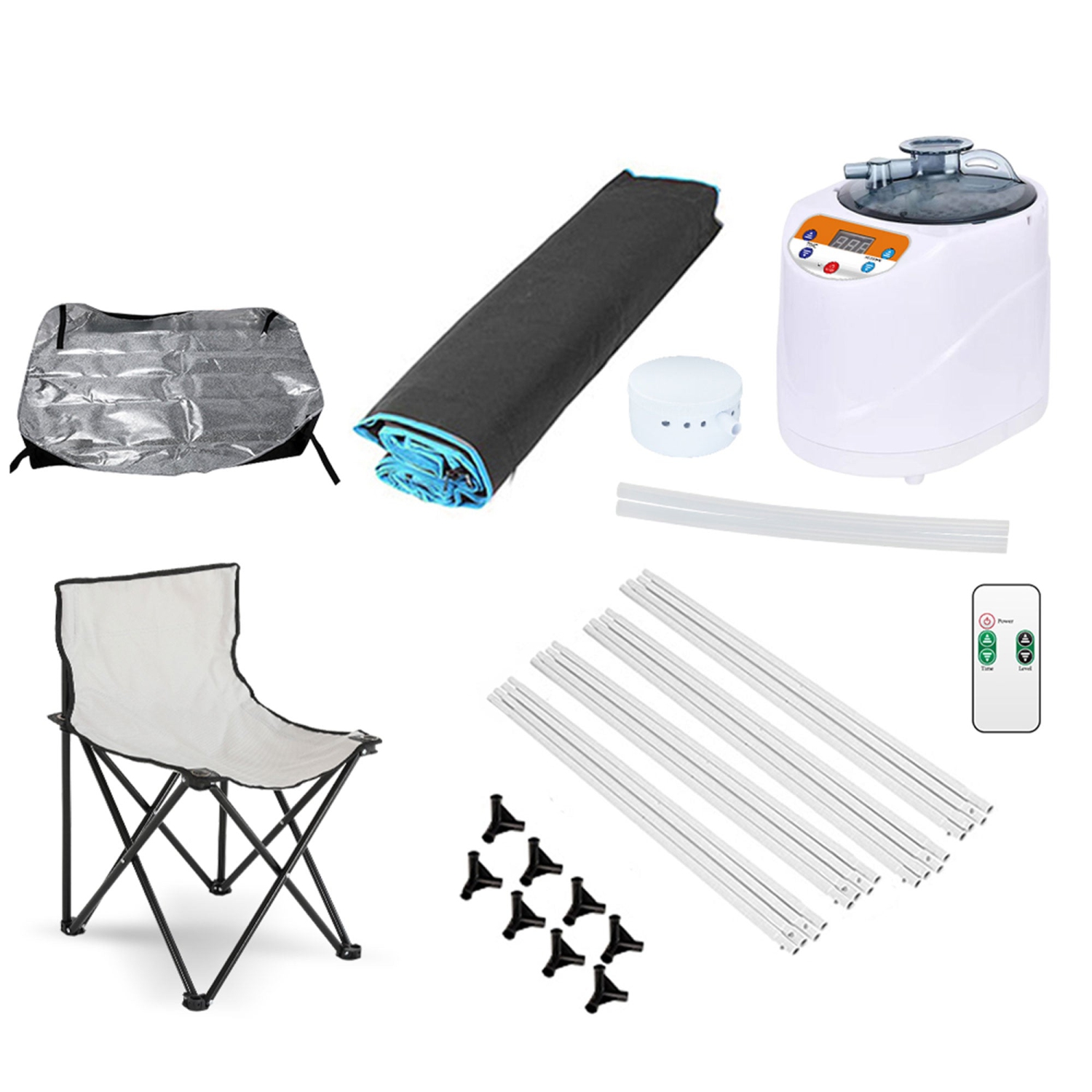 JOMEED 35 x 35 Inch Portable Zip Sauna with Chair for Home Relaxation, Black