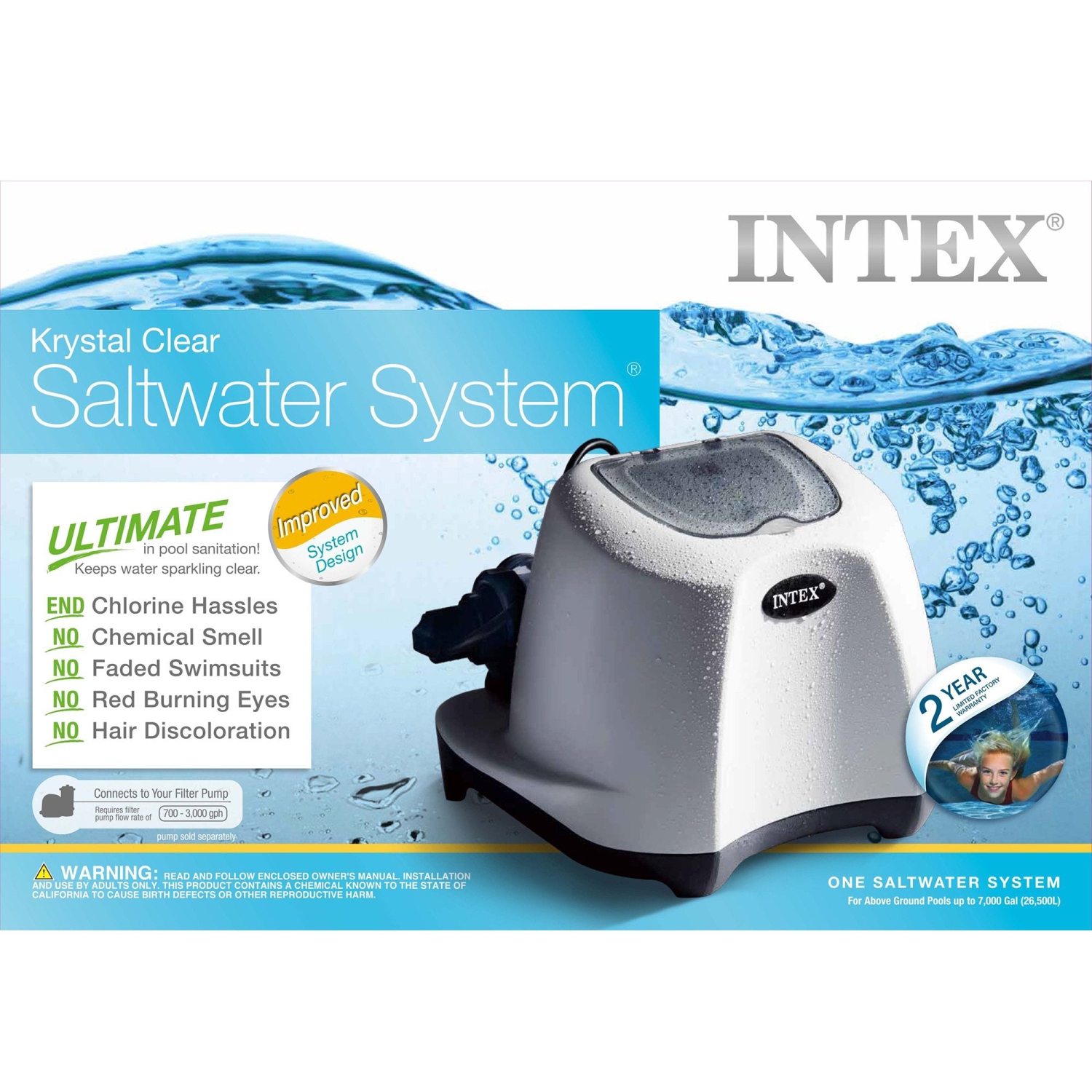 Système d'eau salée Intex pour piscine avec écumoire murale de piscine fixée par Intex