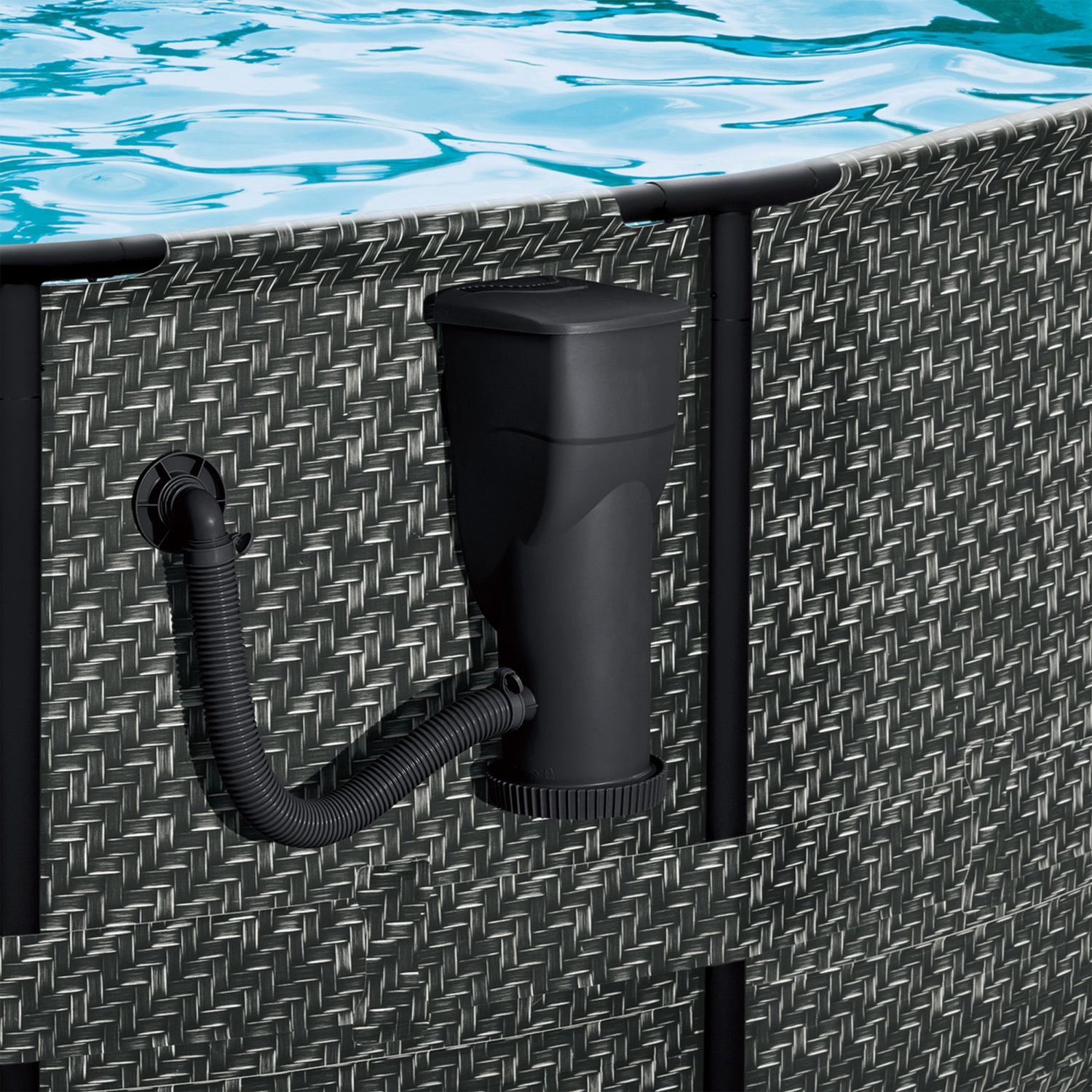 Funsicle – pompe à filtre SkimmerPlus pour piscine hors terre, 1500 gallons, noir