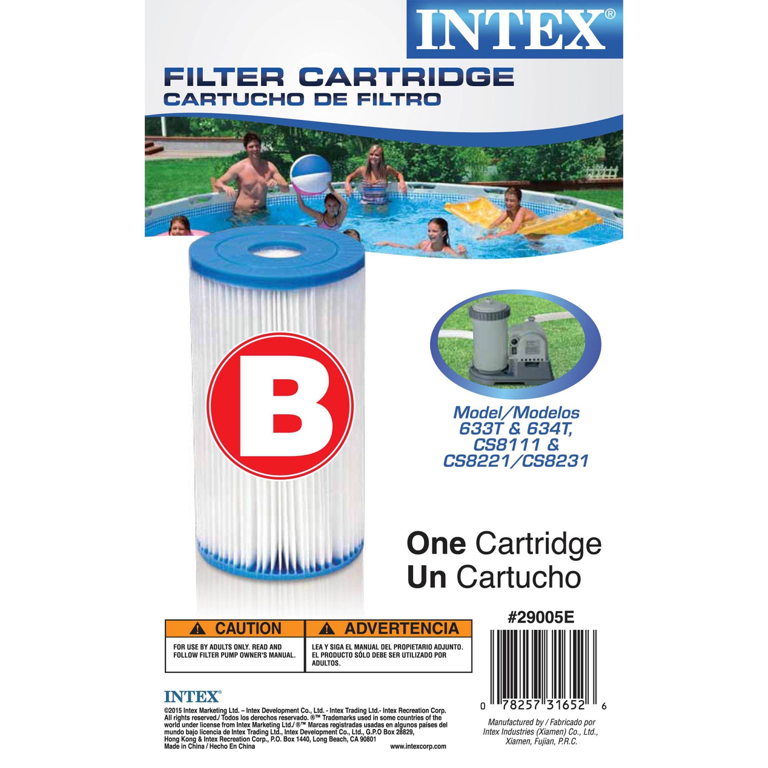 Cartouche de filtre de rechange type B Easy Set d'Intex pour piscines