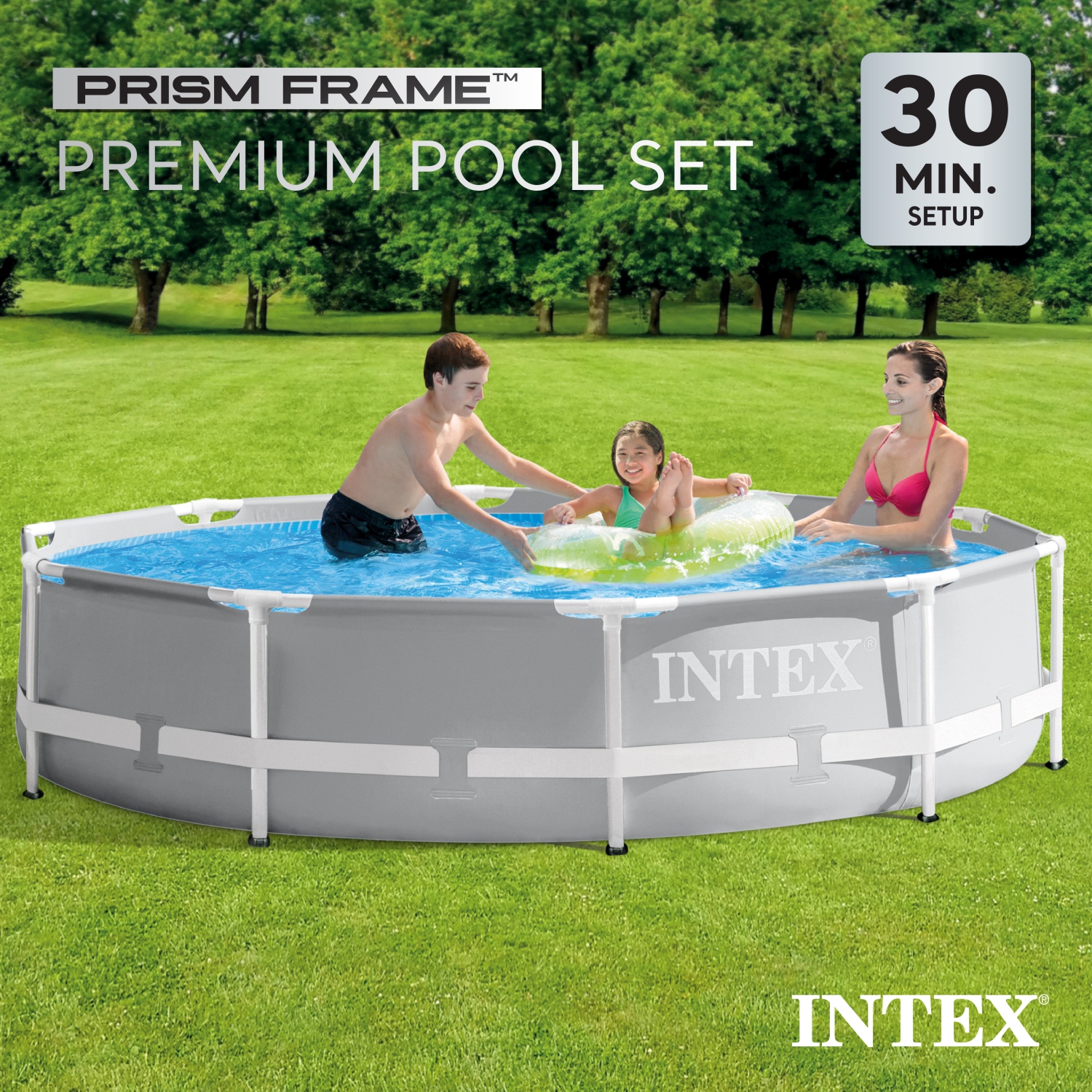 Intex 10'x30" Prism Metal Frame Round Outdoor Above Ground Swimming Pool,No Pump