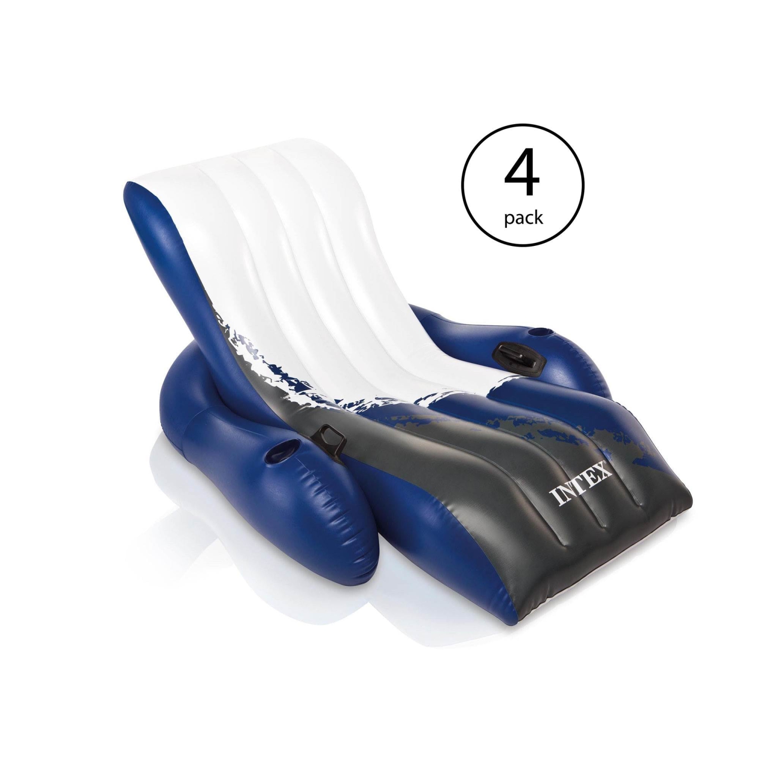 Intex Inflatable Floating Lounge Pool Recliner Chair with Cup Holders