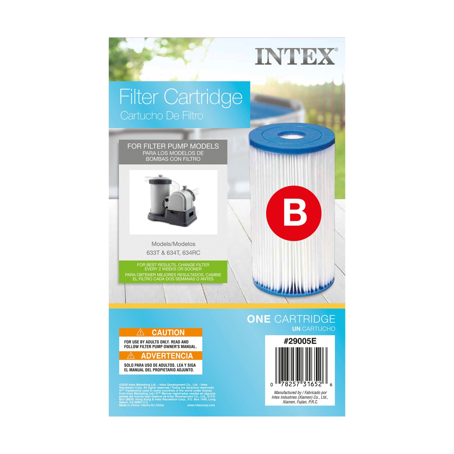 Intex – Cartouche de rechange pour pompe à filtre de type B pour piscine, 29005E,