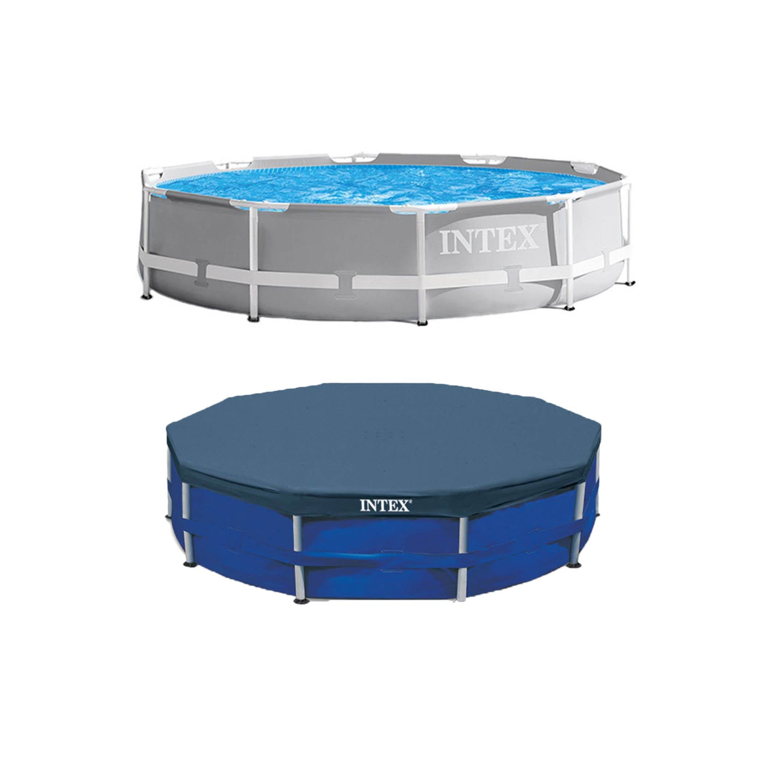 Intex 10 Foot x 30 Inches Pool w/ 10-Foot Round Above Ground Pool Cover