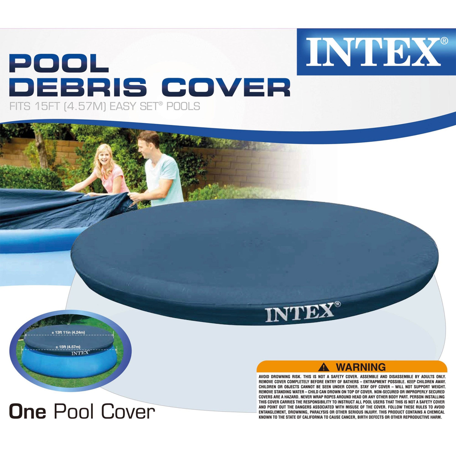 Intex – toile ronde en vinyle pour bâche de piscine Easy Set de 15 pi, 2/pqt