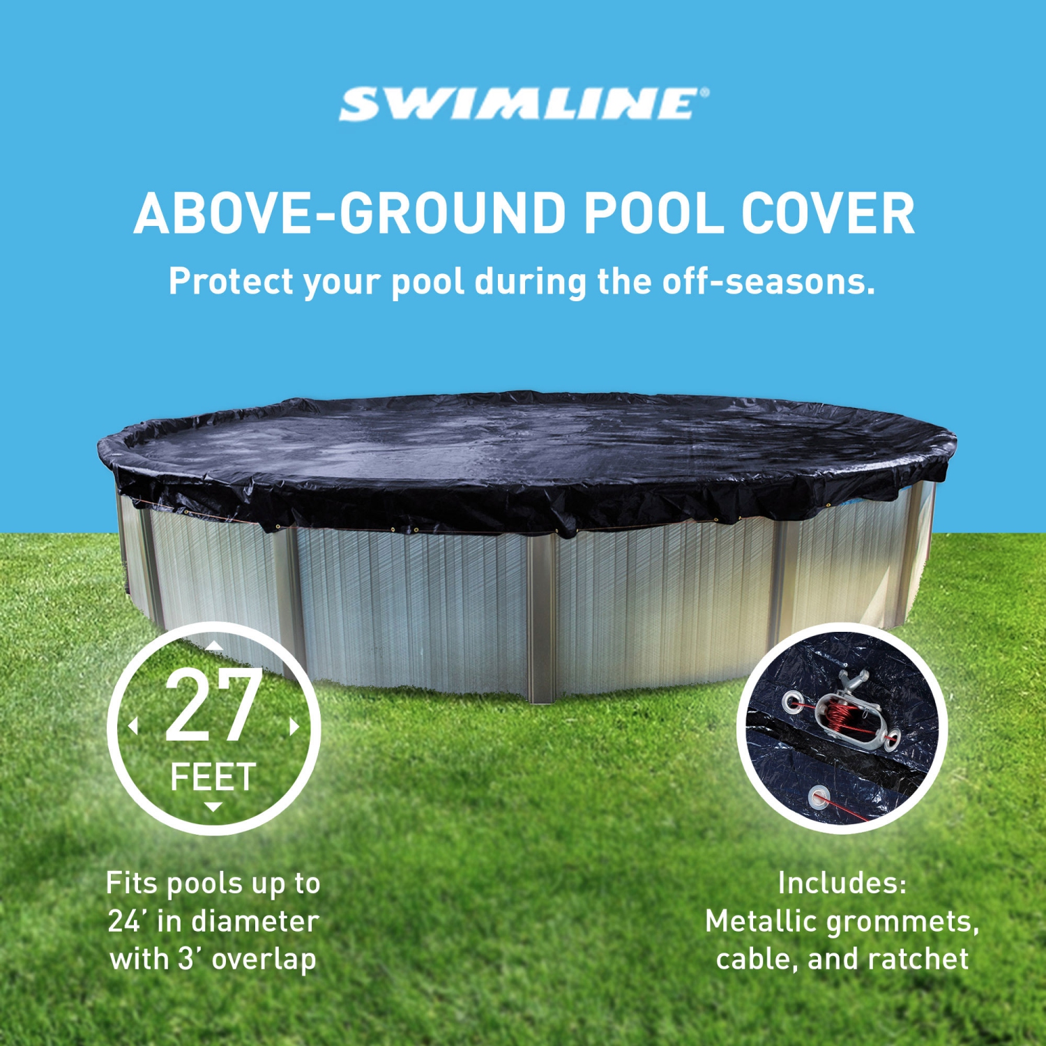 24' Blue Round Above Ground Swimming Pool Winter Cover